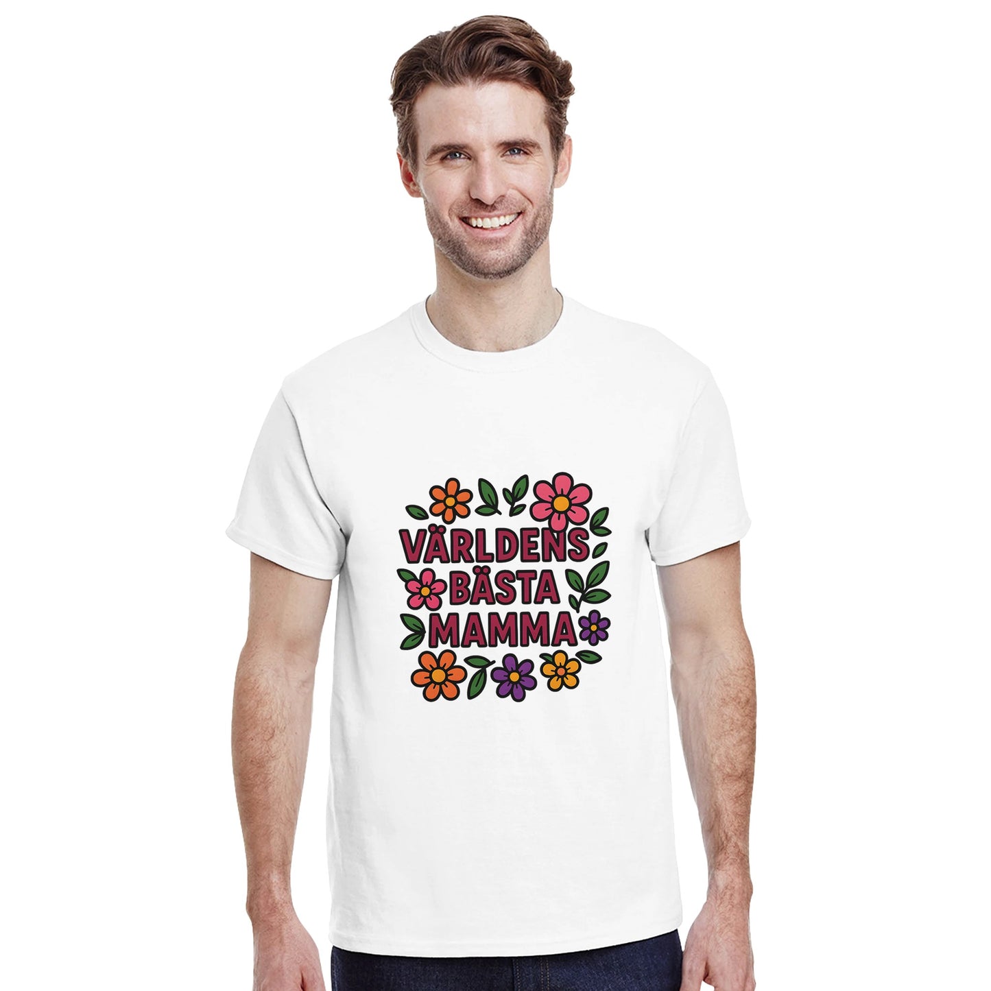 Världens bästa mamma t-shirt med blommig design. Perfekt present till mamma.