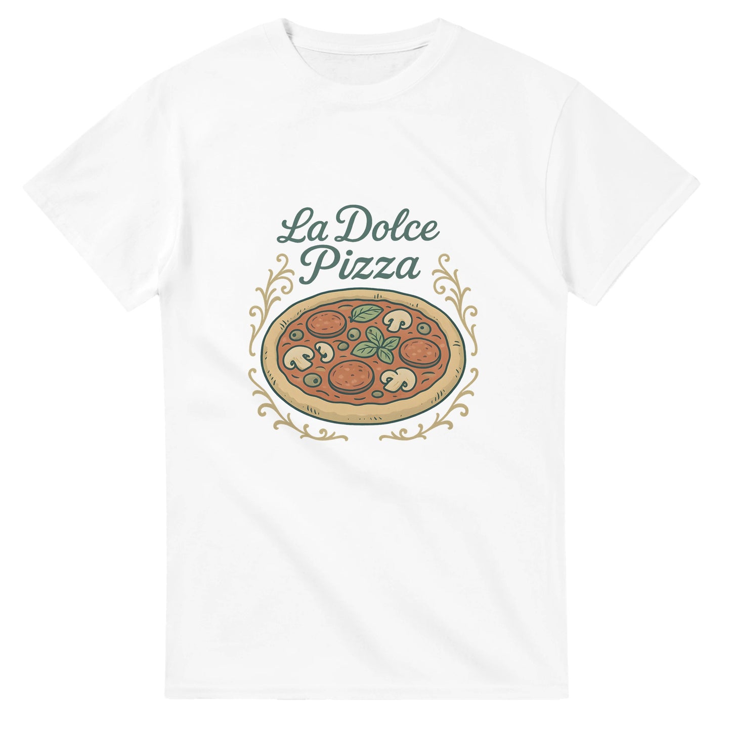 Retroinspirerad t-shirt med pizzaillustration och italiensk text. En smakresa till Neapel!