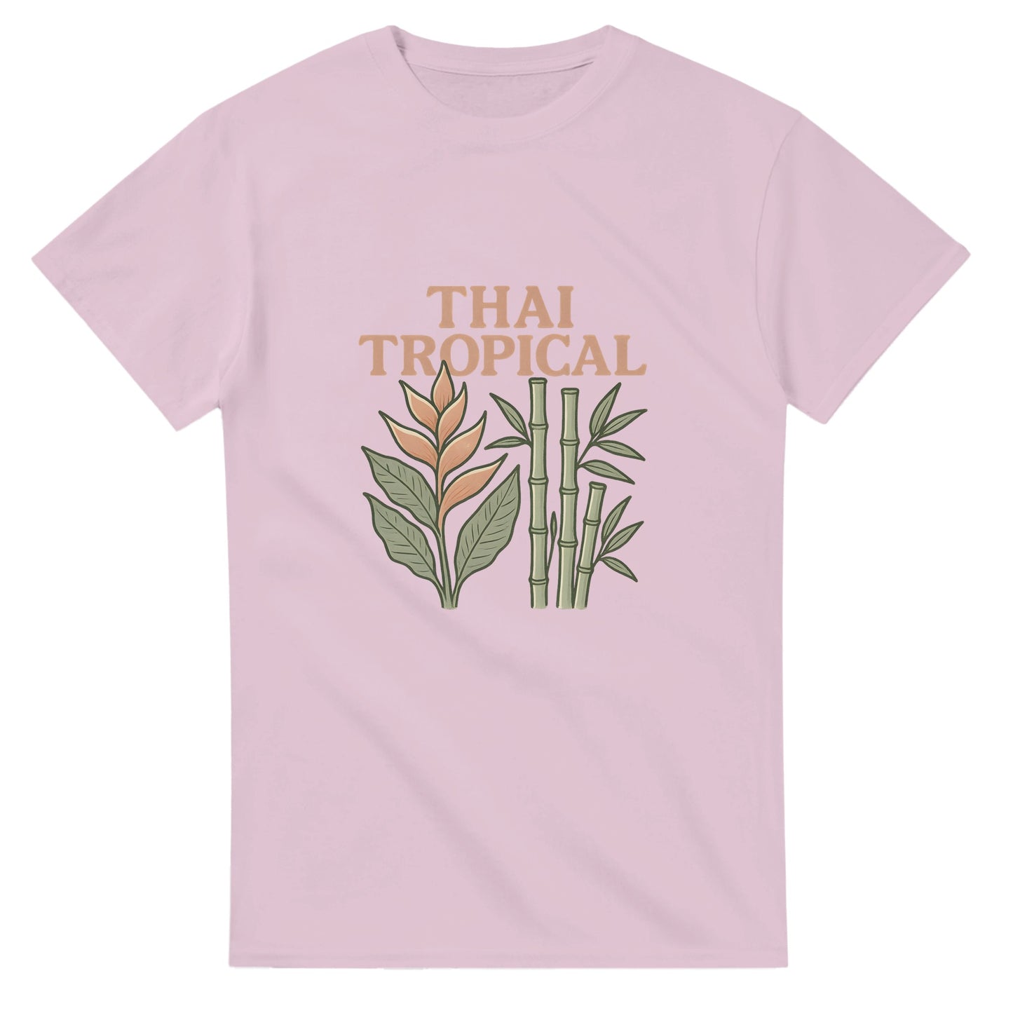 Vintage t-shirt med tropiska växter från Thailand, perfekt för att ta med sig på resan.