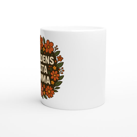 Mugg med texten 'Världens bästa mamma' inramad av blomsterprakt. Perfekt gåva till mamma!