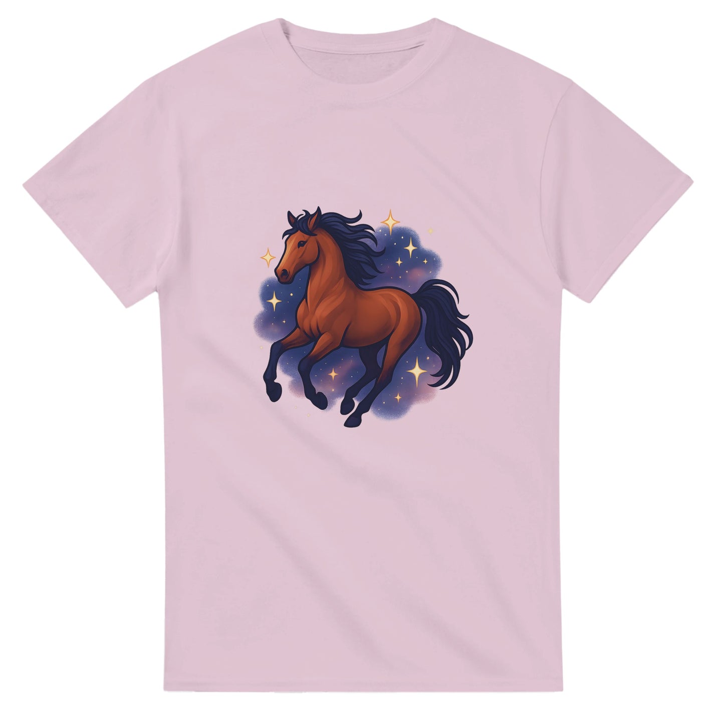 T-shirt med stjärngalopperande häst - en magisk mix av styrka och elegans.