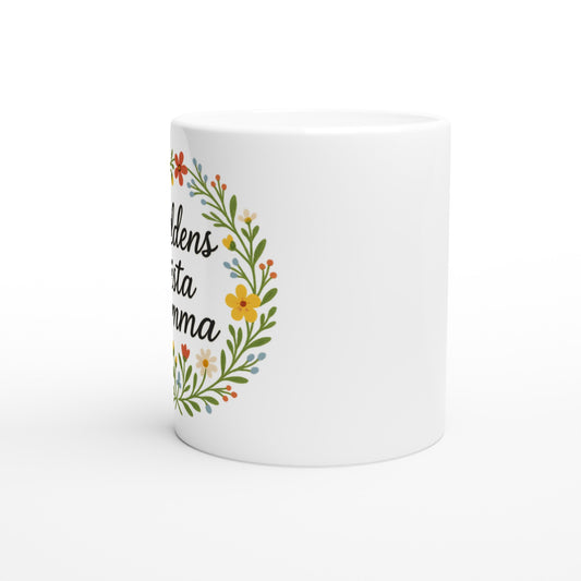 Mugg med budskap Världens bästa mamma i blomkrans. Perfekt present till mamma!