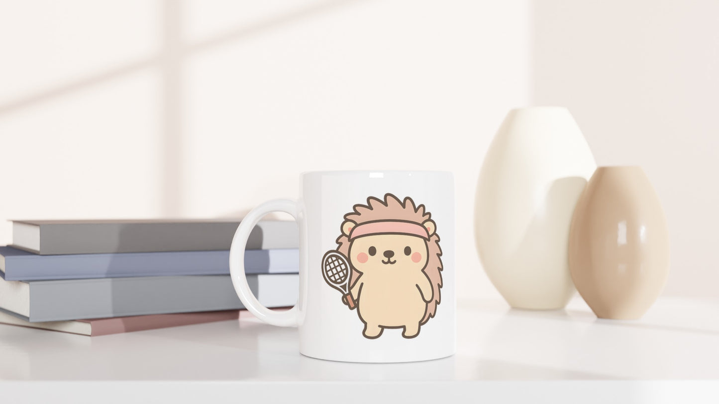 Mugg med igelkott i tenniskläder. Perfekt present för djurvänner!