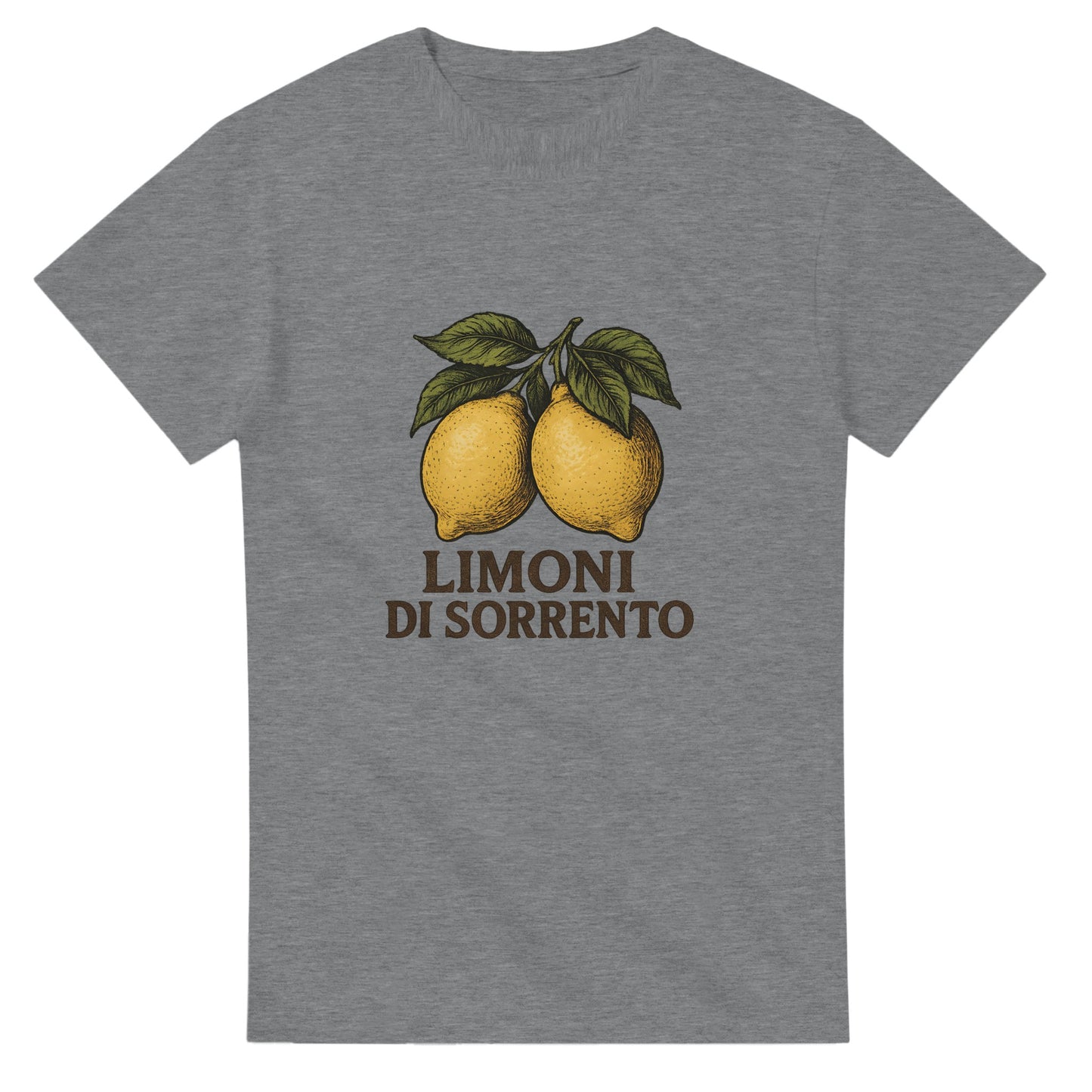 T-shirt med klassiska Sorrentocitroner i vintagestil och texten 'Limoni di Sorrento' under motivet.