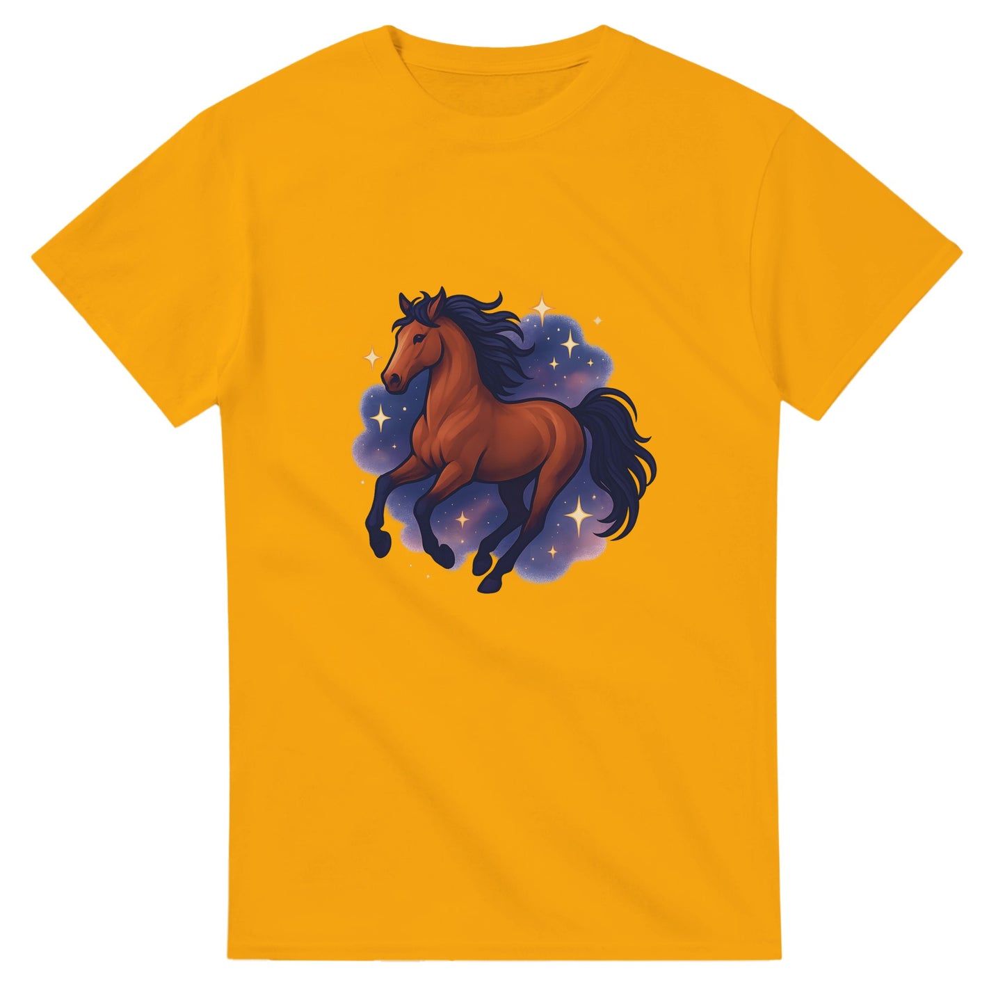 T-shirt med stjärngalopperande häst - en magisk mix av styrka och elegans.