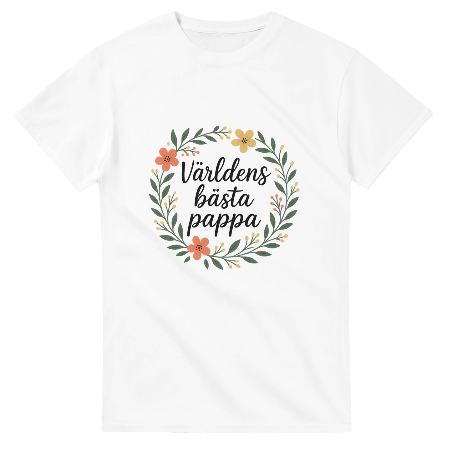 Blomkrans T-shirt för bästa pappan - stilren med handskriven text för en elegant look