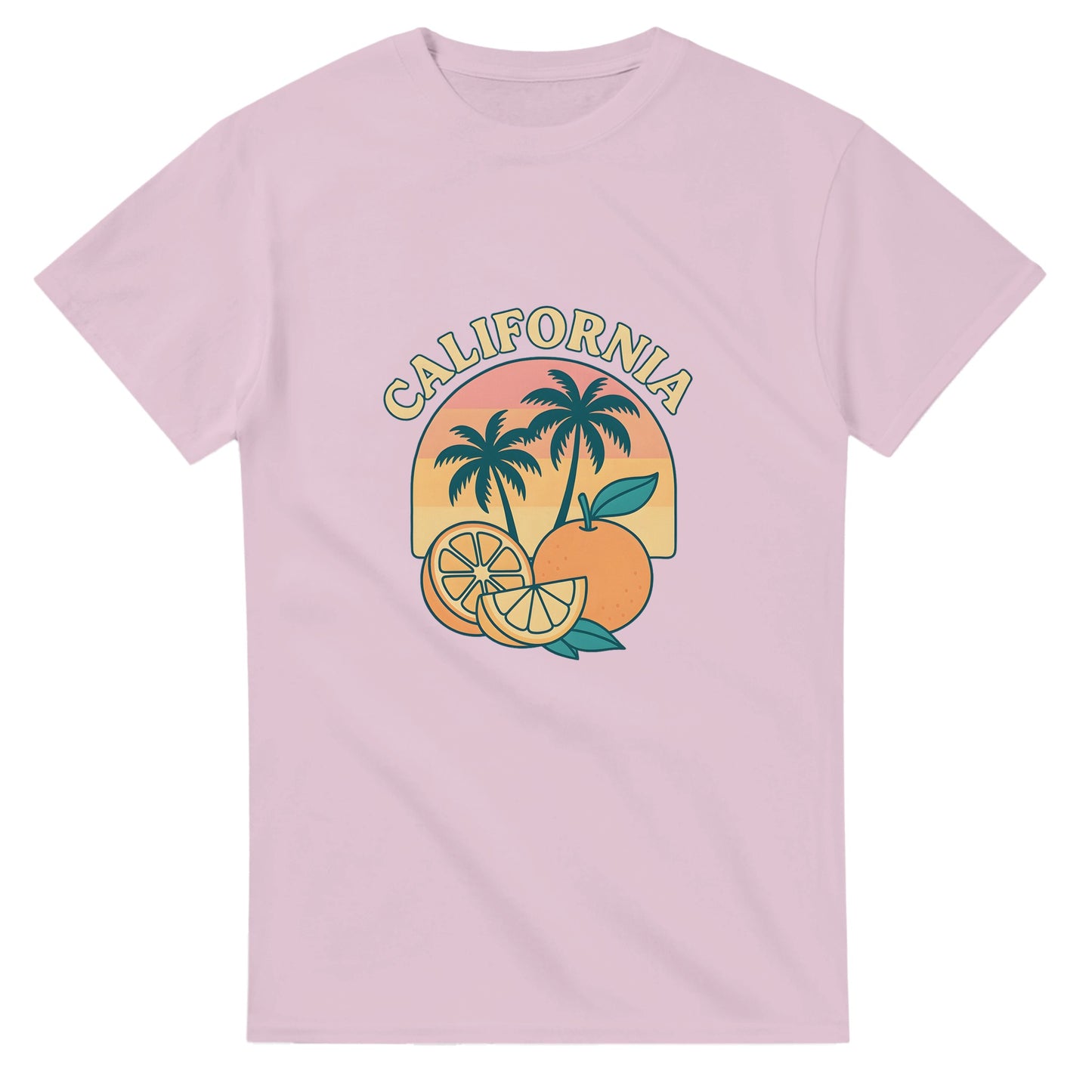 Vintage Cali Vibes - Retrocharm i Kalifornien med solnedgångsdesign av palmer och citrusfrukter.