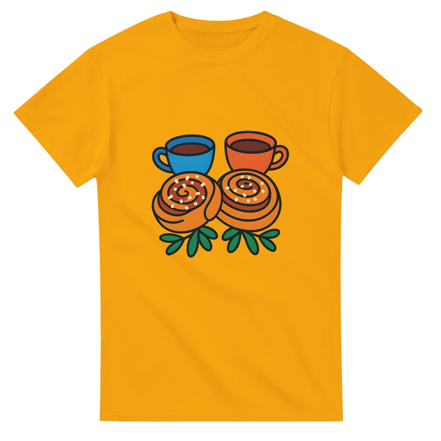 Färgglatt motiv med kanelbullar och kaffe som hyllar den svenska fikatraditionen - Fika Fantasi