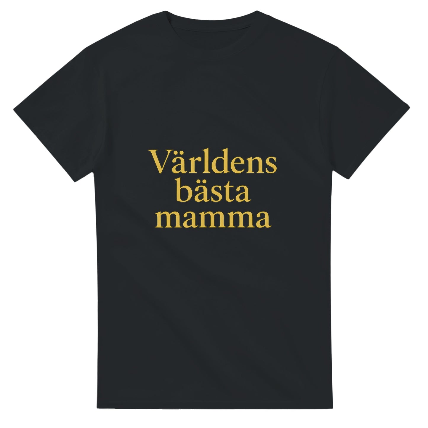 T-shirt med texten 'Världens bästa mamma' i guldtoner och serif-font. En hyllning till livets stjärna!