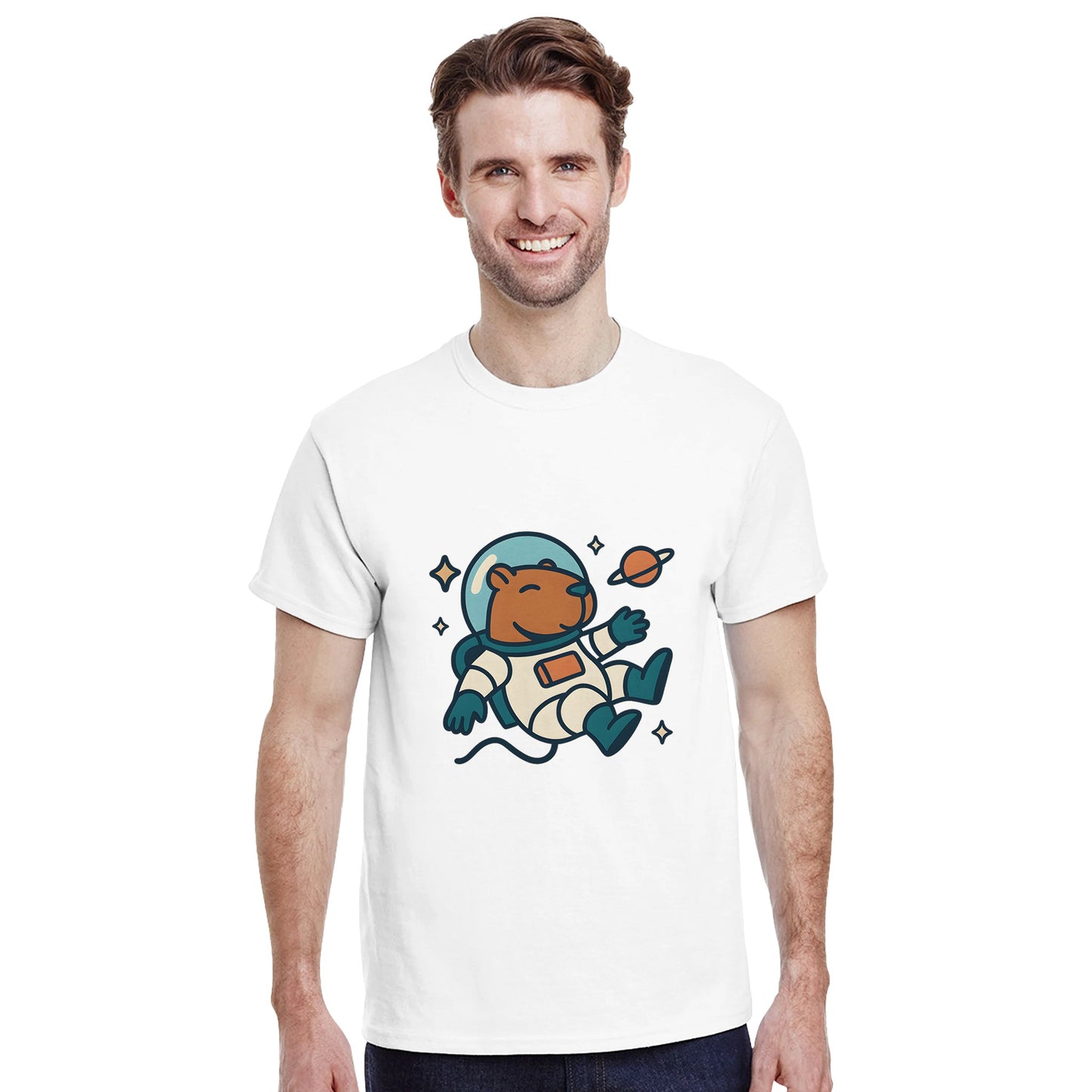 Utforska galaxen med världens lugnaste astronaut - en lekfull capybara i rymddräkt redo för äventyr!