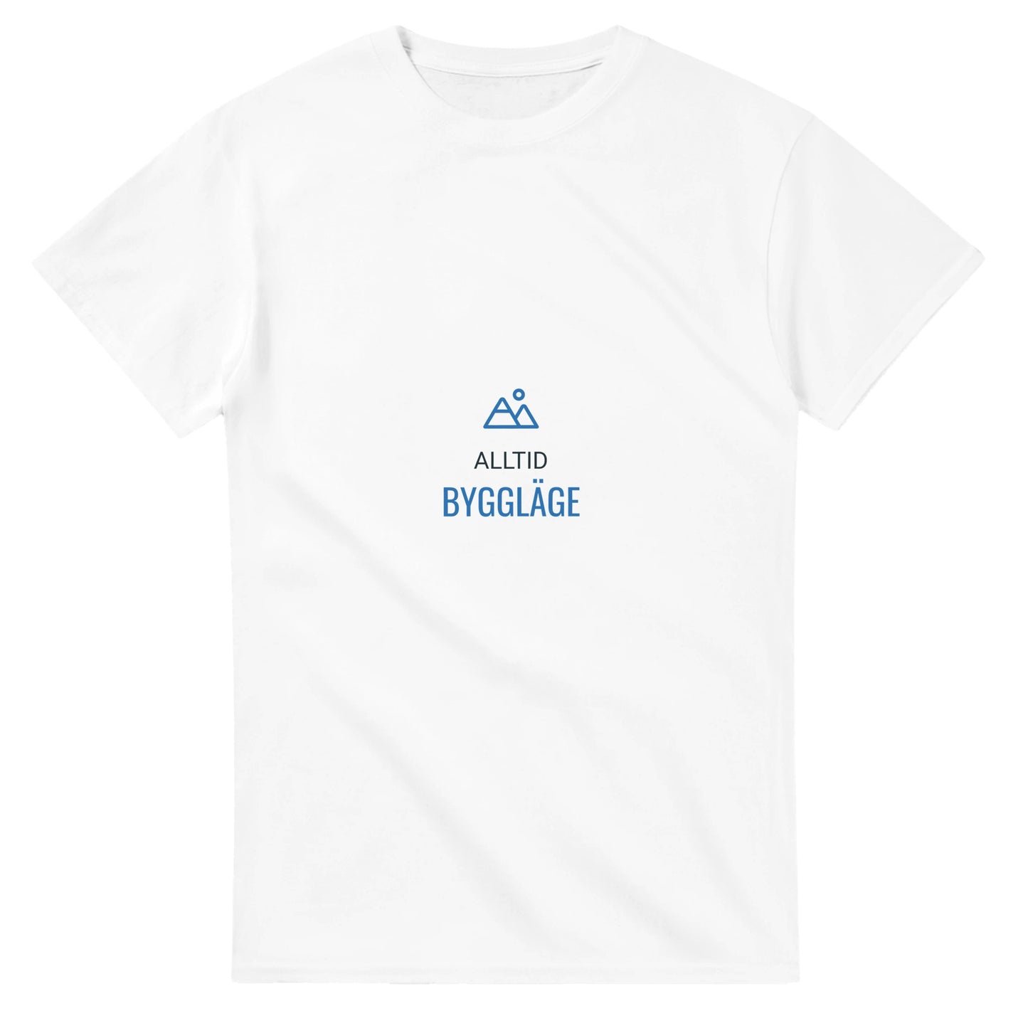 Byggarens bekväma t-shirt med bergsikon för alltid redo att arbeta.