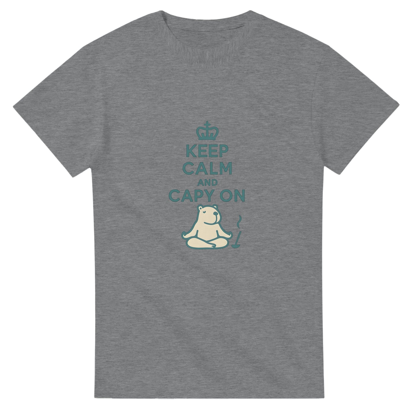 Mediterande capybara för inre frid. Humoristisk och söt, en favorit med 'Keep Calm' budskapet.