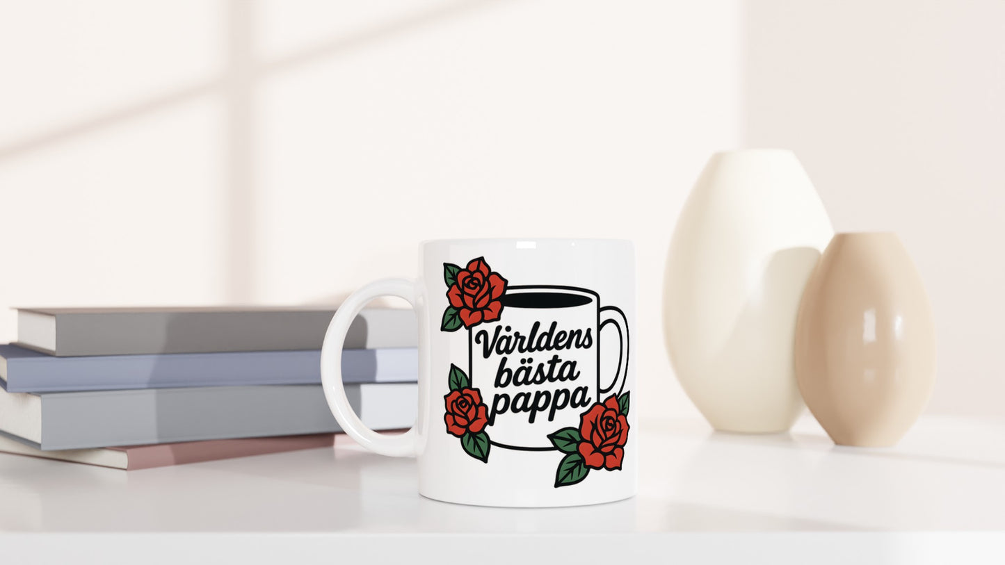 Elegant mugg med 'Världens bästa pappa' och rosor för den sofistikerade pappan.