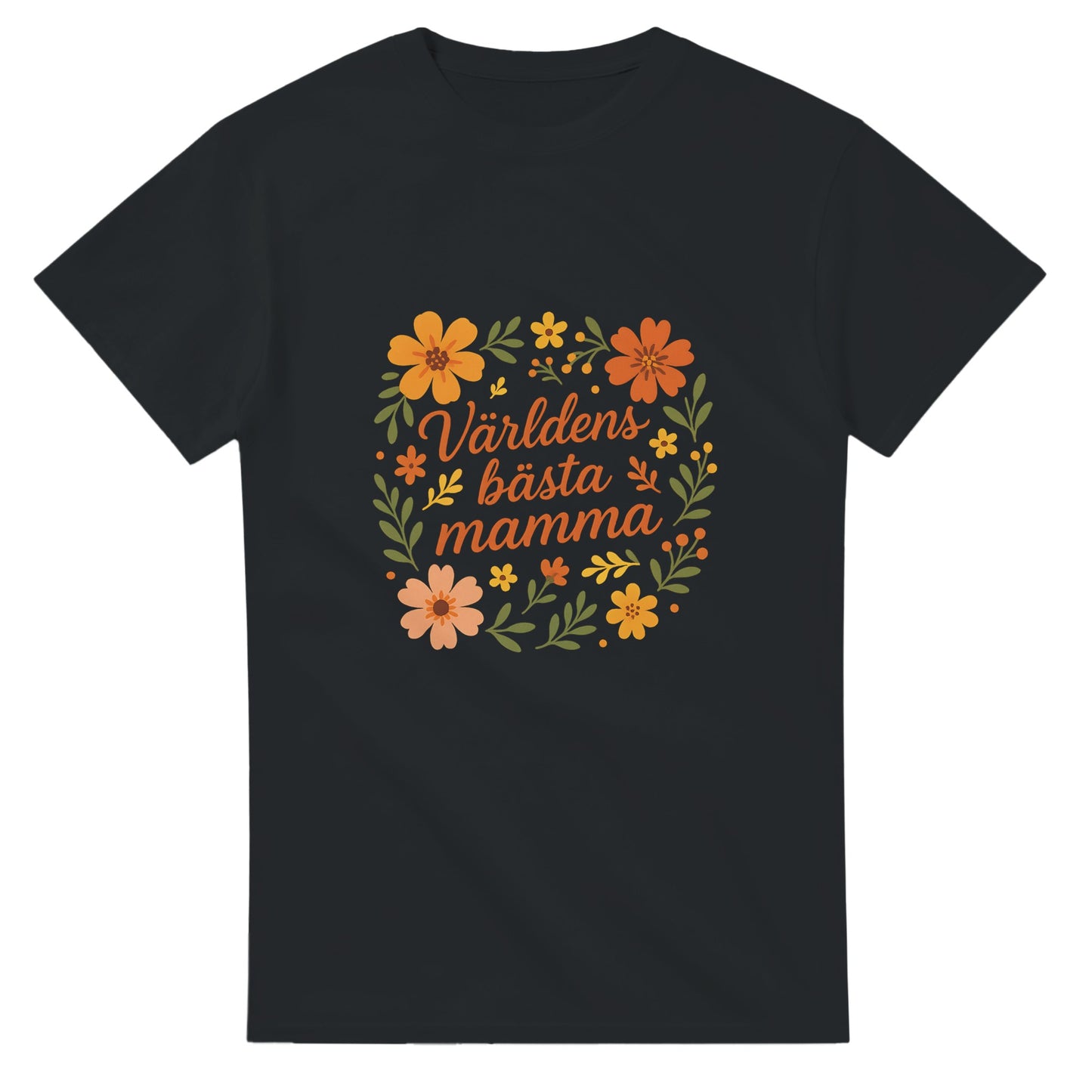 Blommig T-shirt för världens bästa mamma. Luftig design med varm hälsning. Perfekt gåva till morsdag!