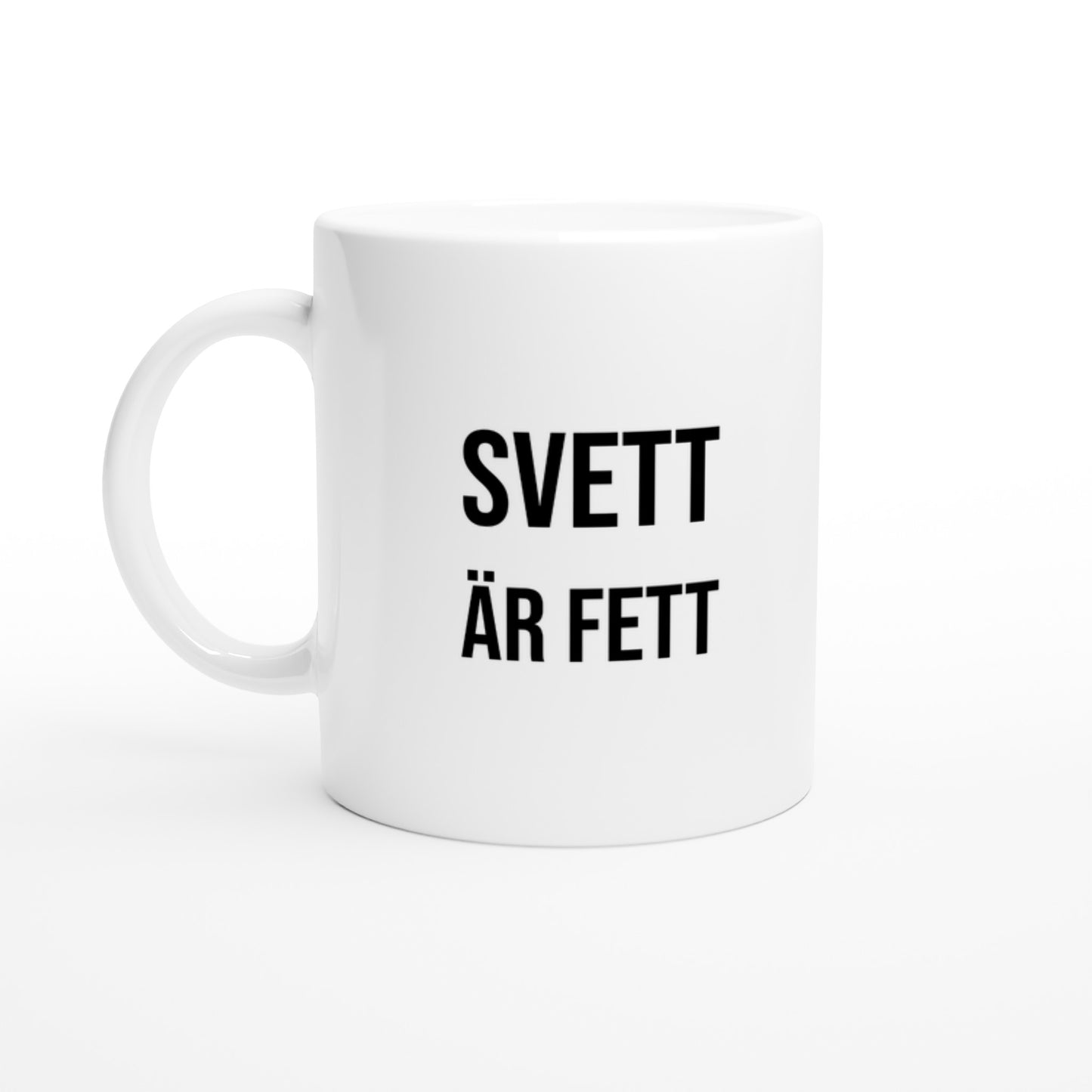 Humoristisk mugg för gymälskaren som älskar att svettas ut på gymmet. Perfekt för de som tycker att svett är det nya svarta!