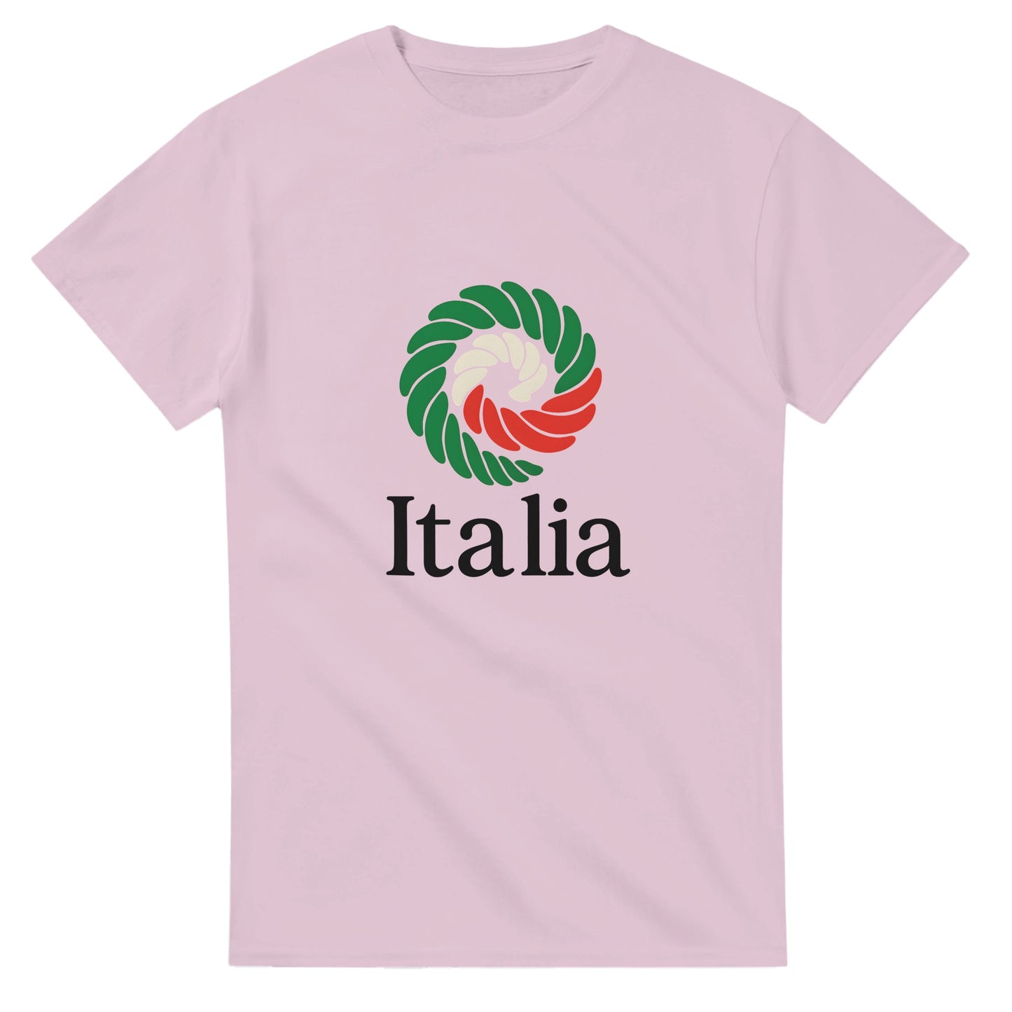 T-shirt med pastasnurra i flaggans färger och texten 'Italia'. Hyllning till Italiens passion och smaker!