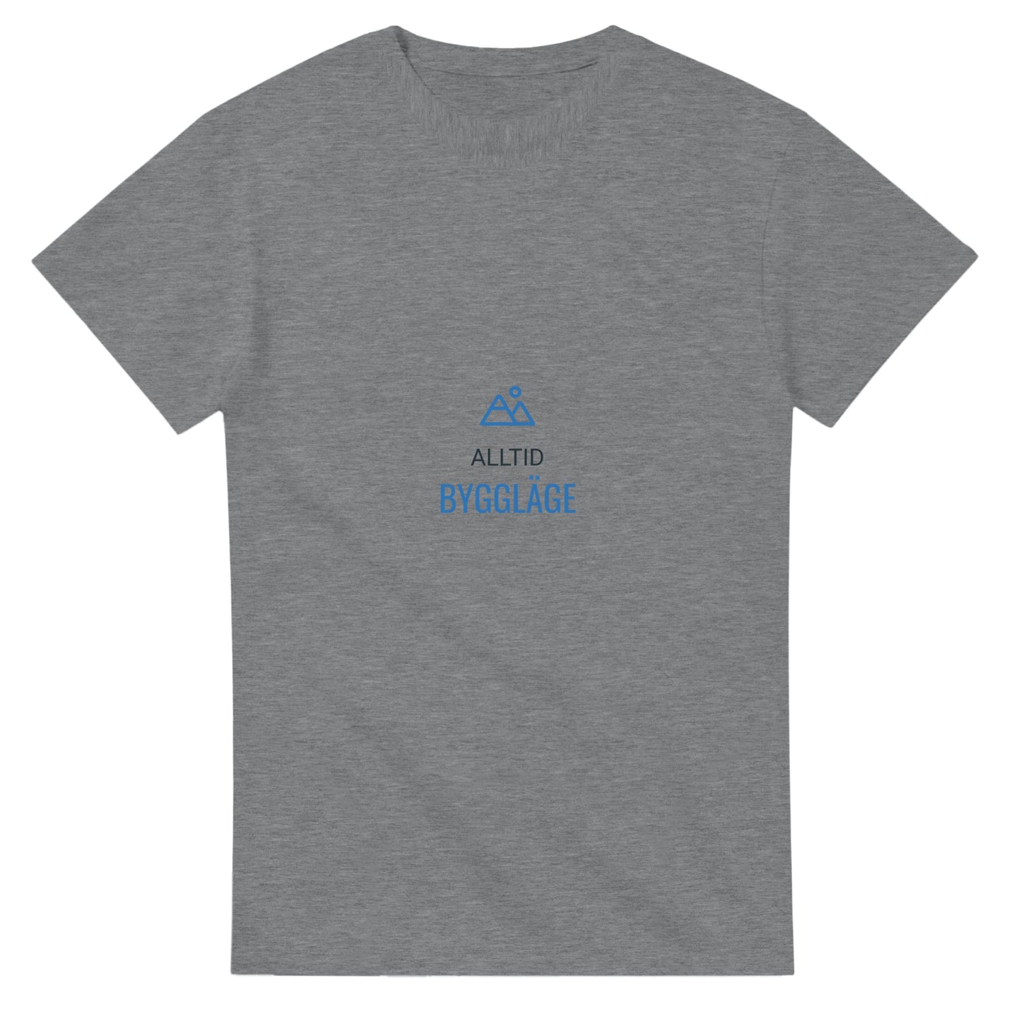 Byggarens bekväma t-shirt med bergsikon för alltid redo att arbeta.