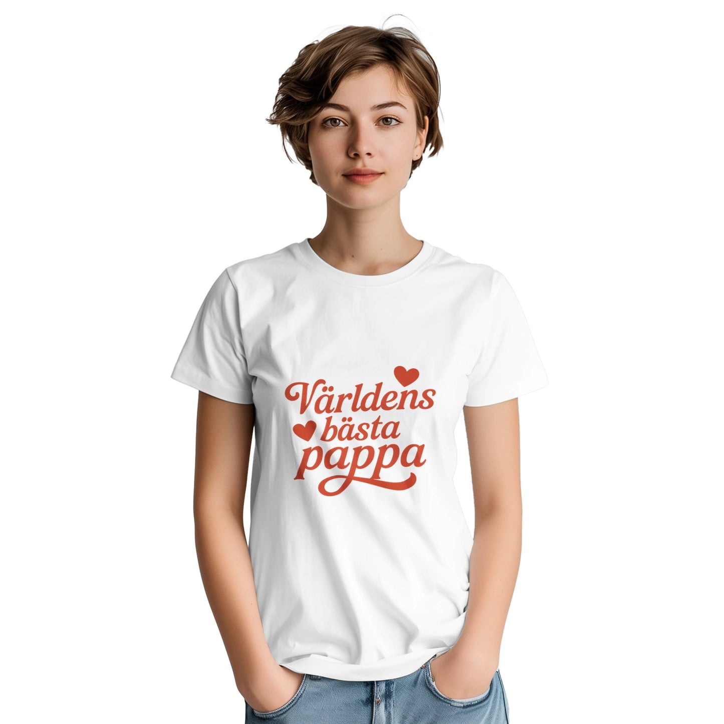 Romantisk T-shirt för pappor - 'Världens bästa pappa' text i mjuka former, visa din kärlek idag!