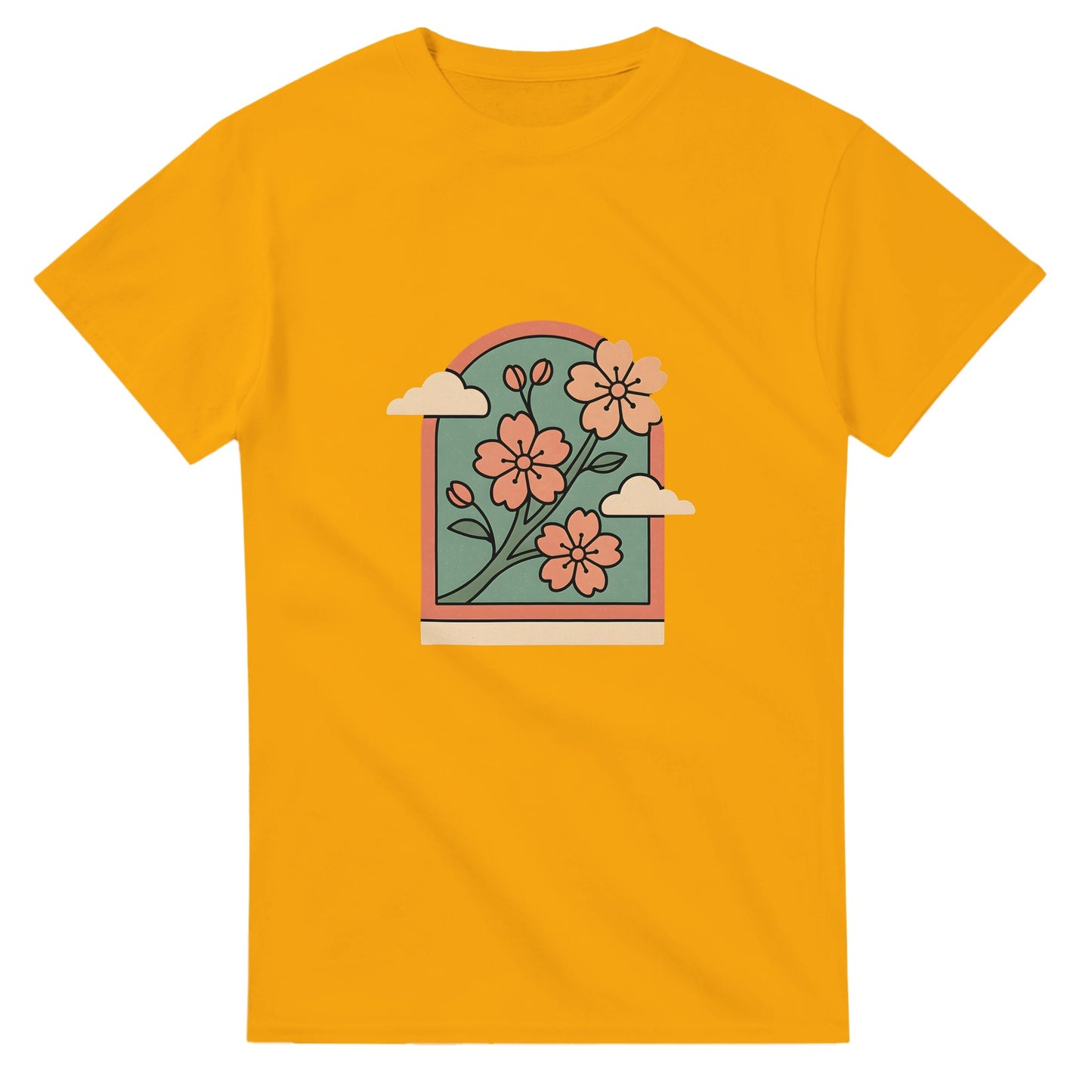 Japansk T-shirt med körsbärsblomdesign för en nostalgisk resa till Japan.