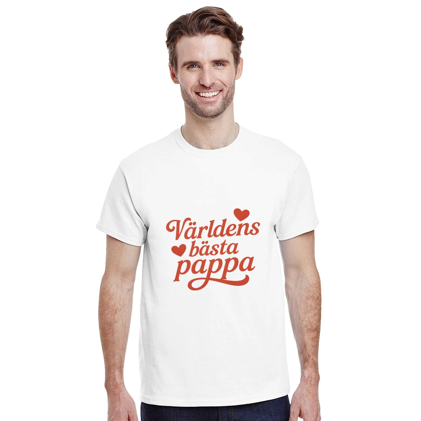 Romantisk T-shirt för pappor - 'Världens bästa pappa' text i mjuka former, visa din kärlek idag!