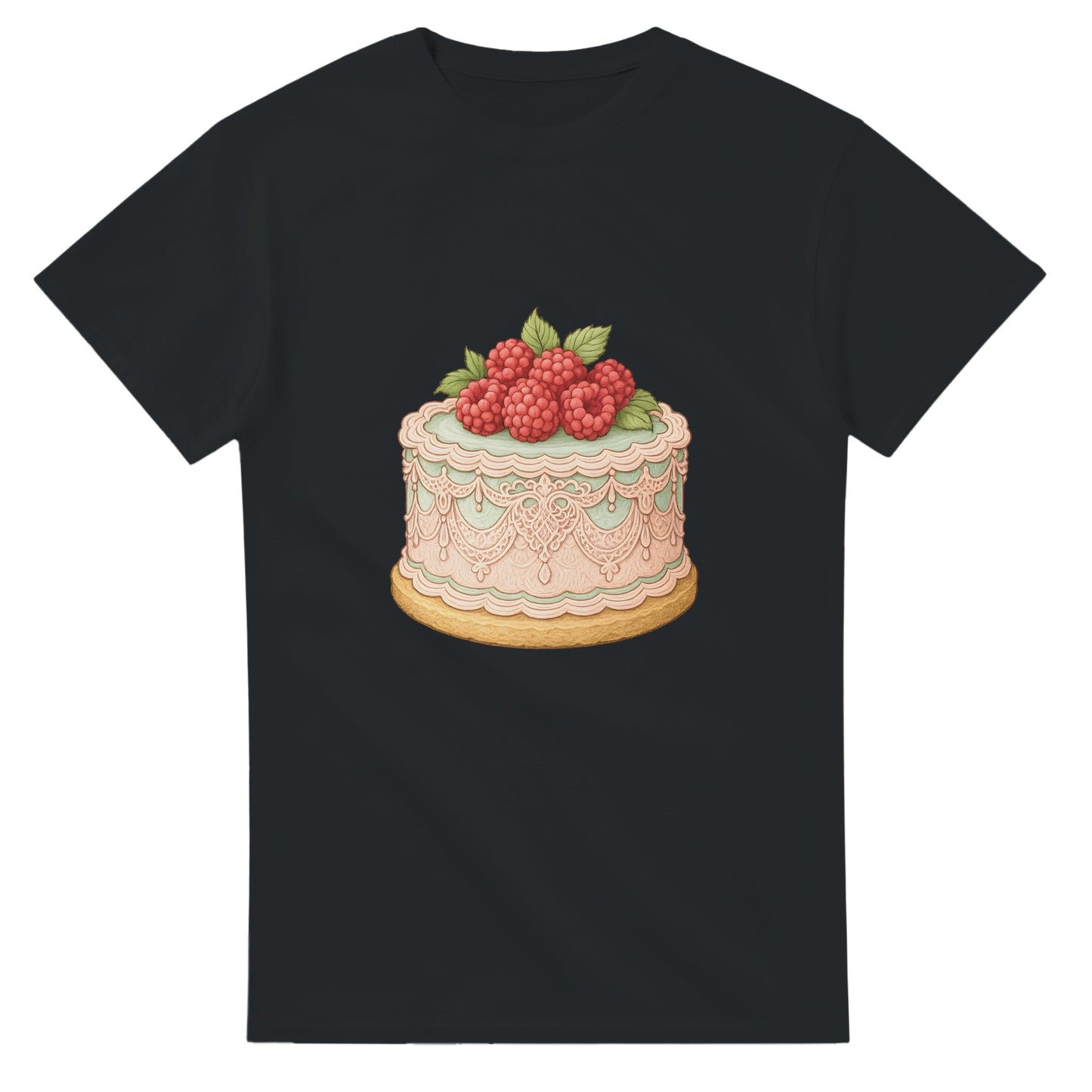 T-shirt med vintage tårta, hallon och spets. Perfekt för romantiker!