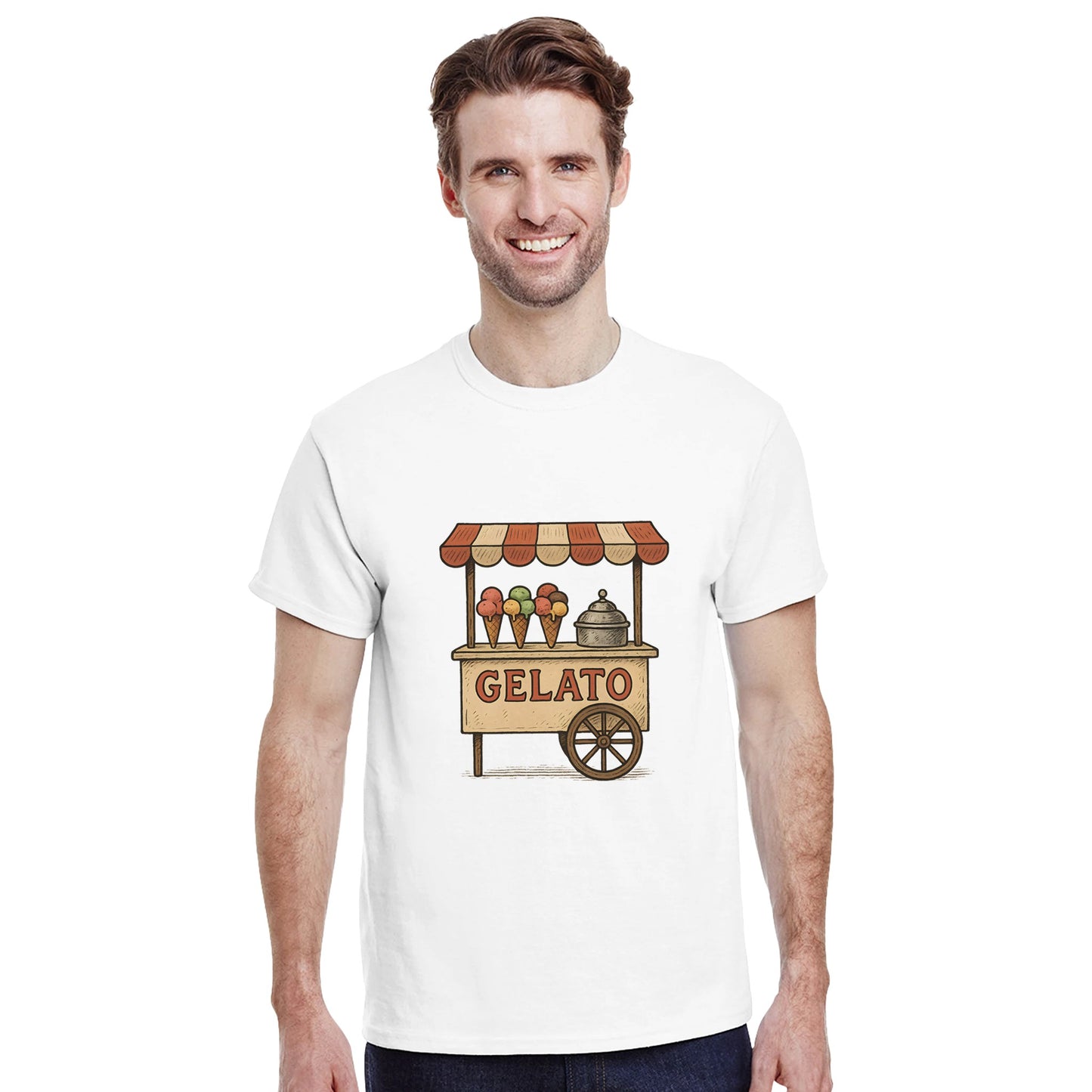 Svalkande vintage gelato-illustration på italiensk charmig t-shirt. Perfekt för sommardagar!