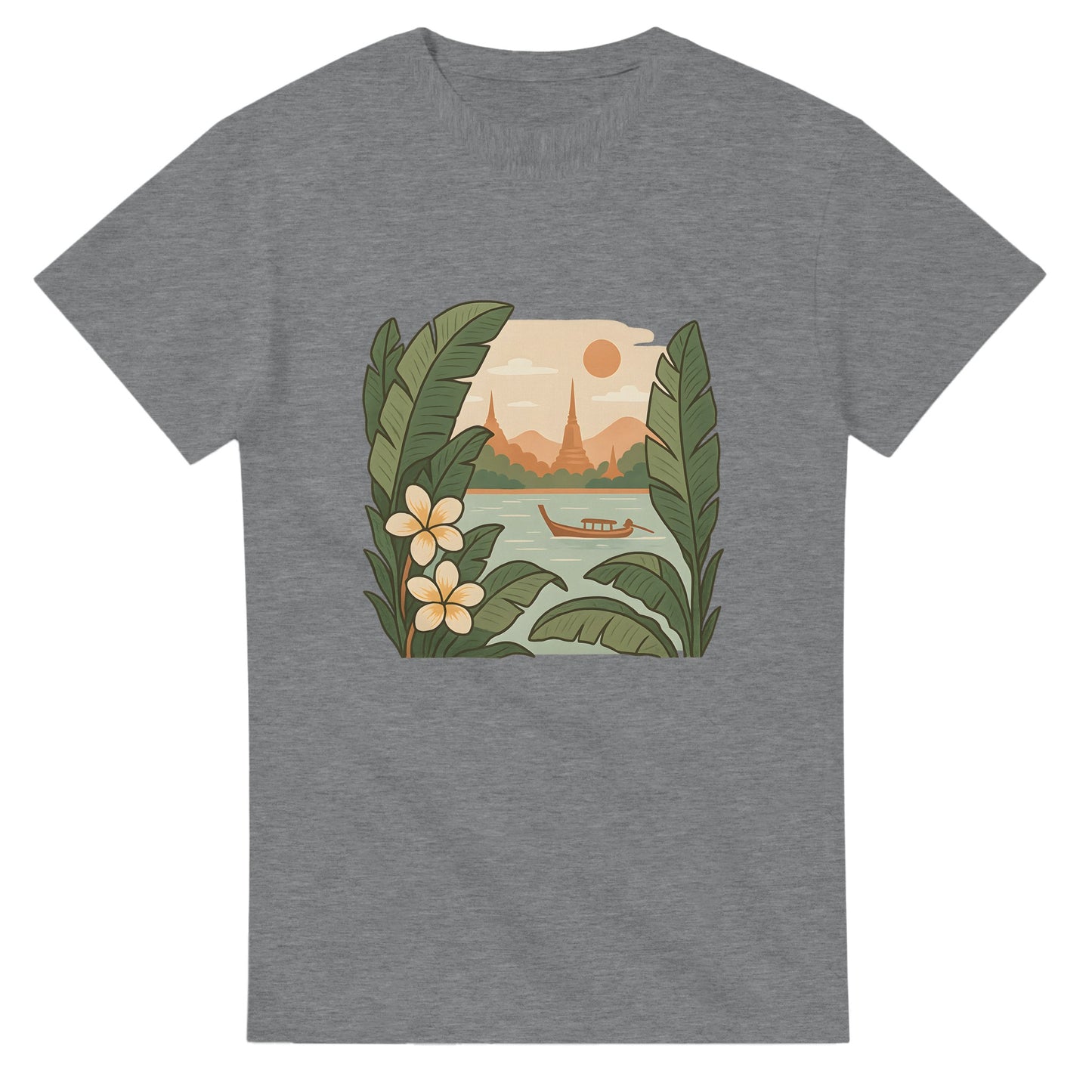 T-shirt med tropiska växter i milda färger som hyllar Sydöstasiens skönhet.