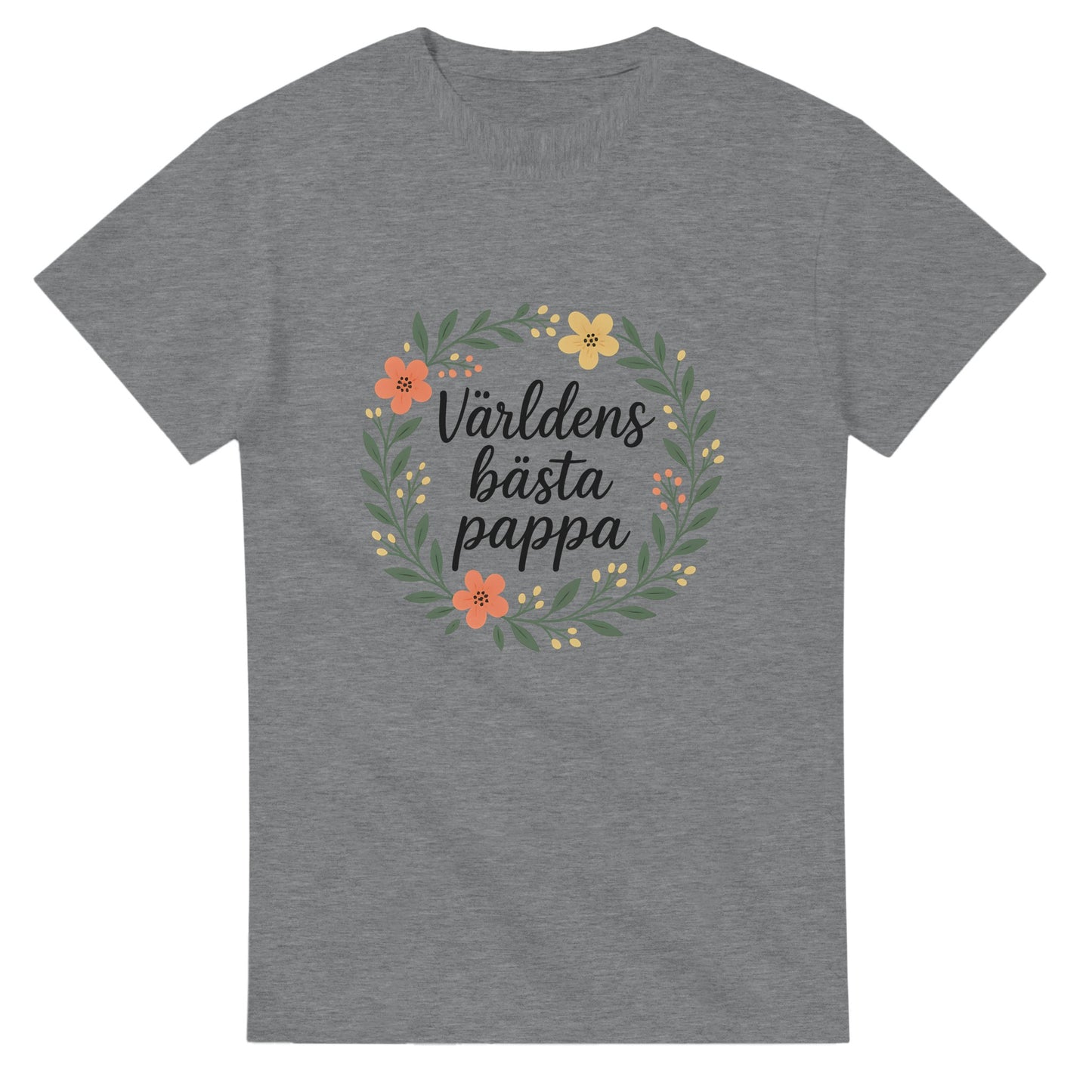 Blomkrans T-shirt för bästa pappan - stilren med handskriven text för en elegant look