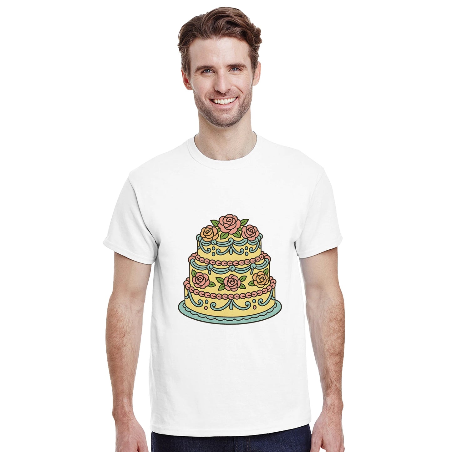 Pastellfestival på Fatet t-shirt - Färgglad retro tårta med pastellfärgade rosor och dekorationer. En riktig ögonfångare!