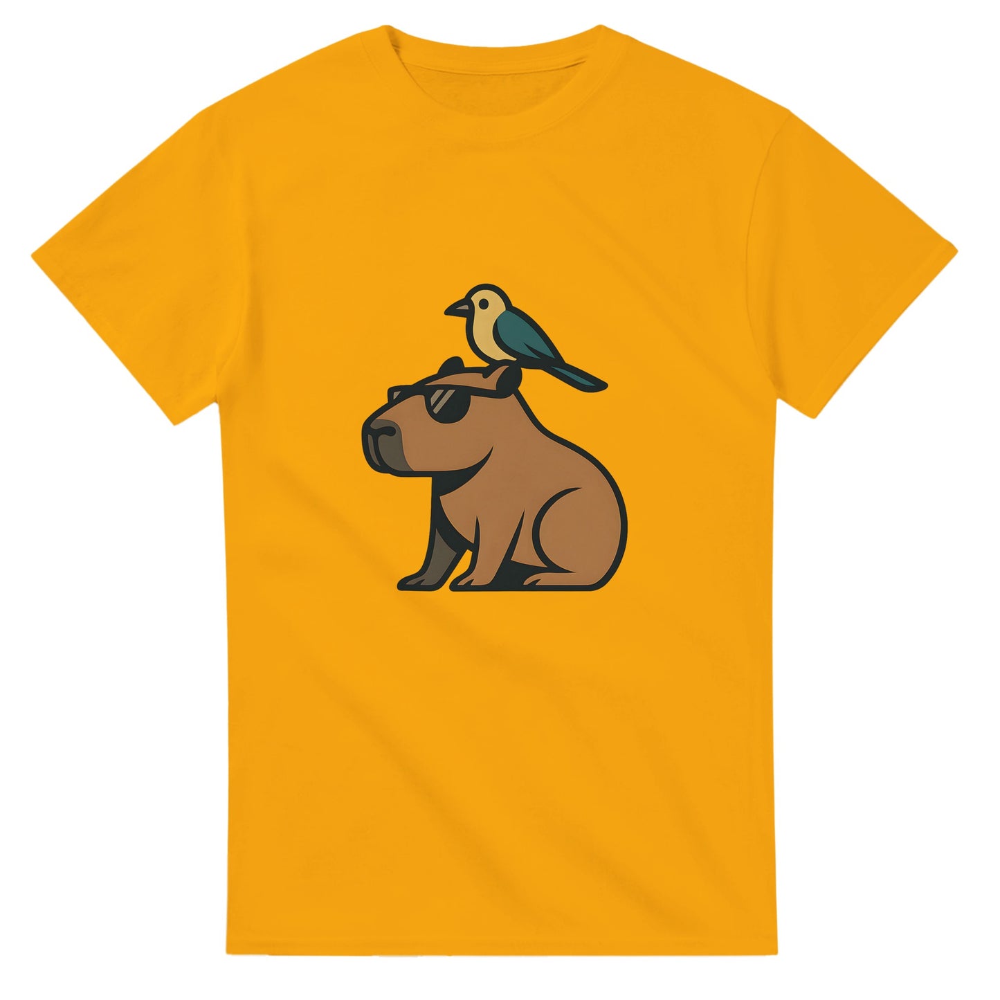 Capy & Bird Buddies - En cool capybara med sin fågelkompis på huvudet, symbolen för harmoni och vänskap. Sprid chill och good vibes!