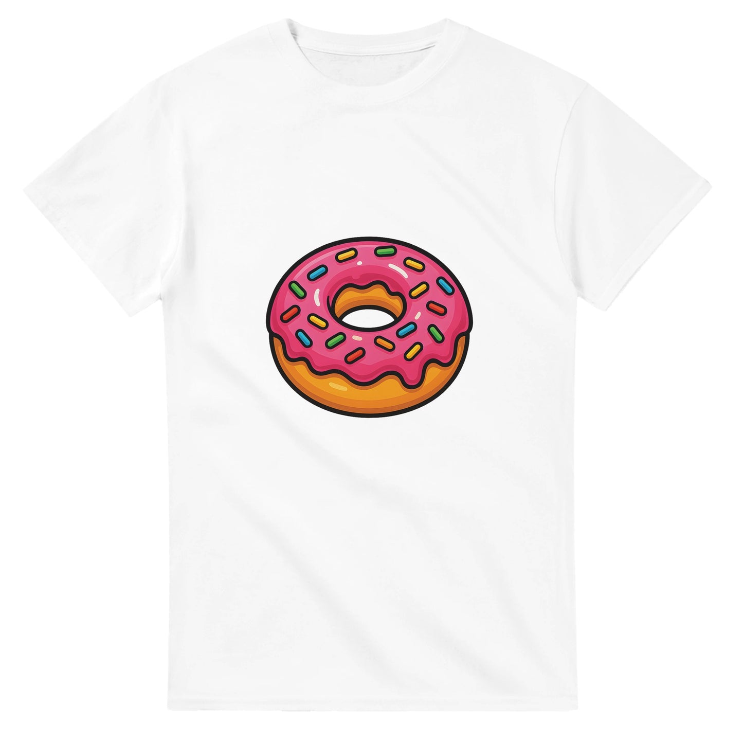 T-shirt med glansig, sockrig donut. Perfekt för fikaälskaren. Färgglad design.
