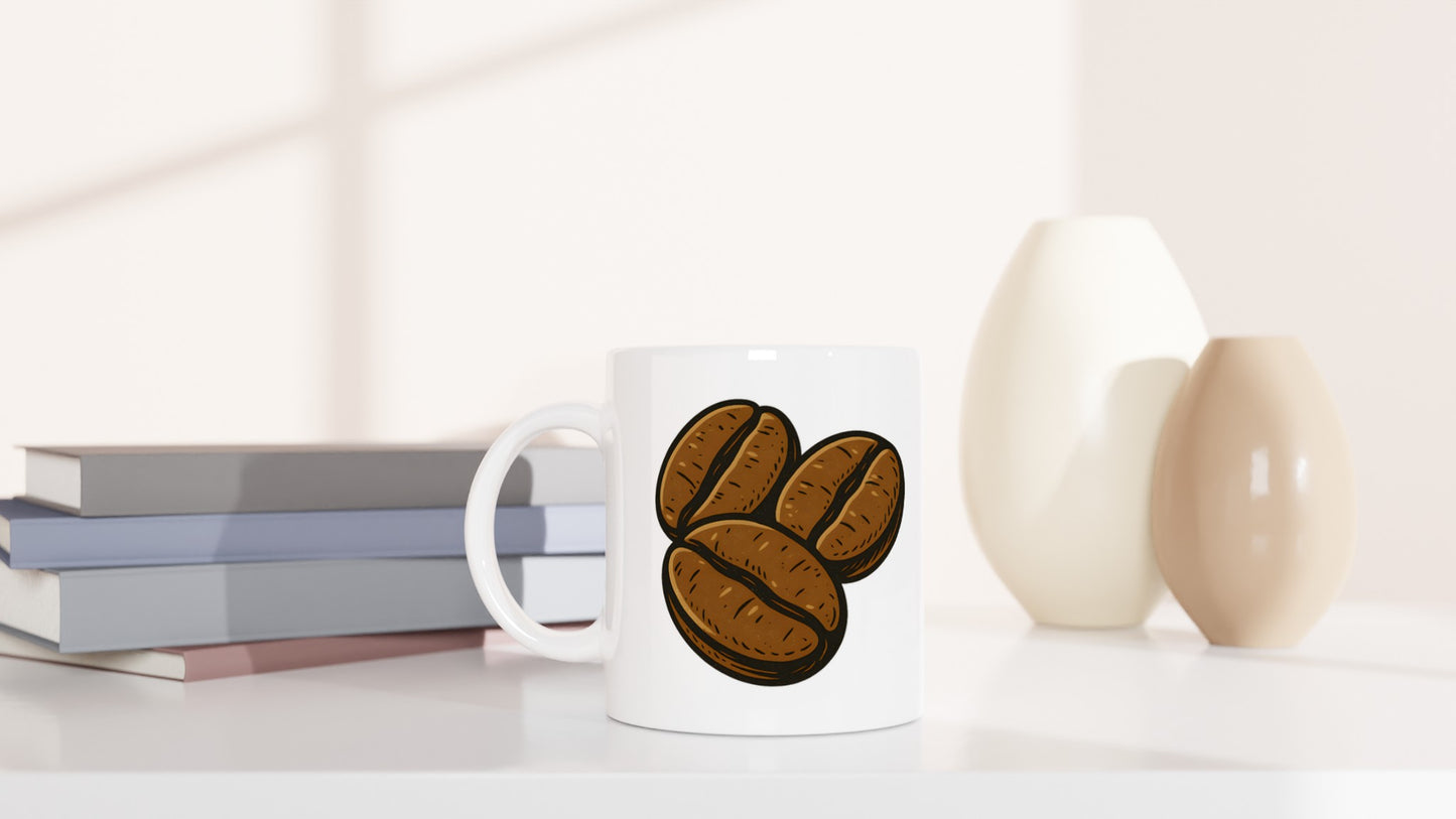 Mugg med charm av retro kaffebönor - perfekt för nostalgiska kaffeälskare.