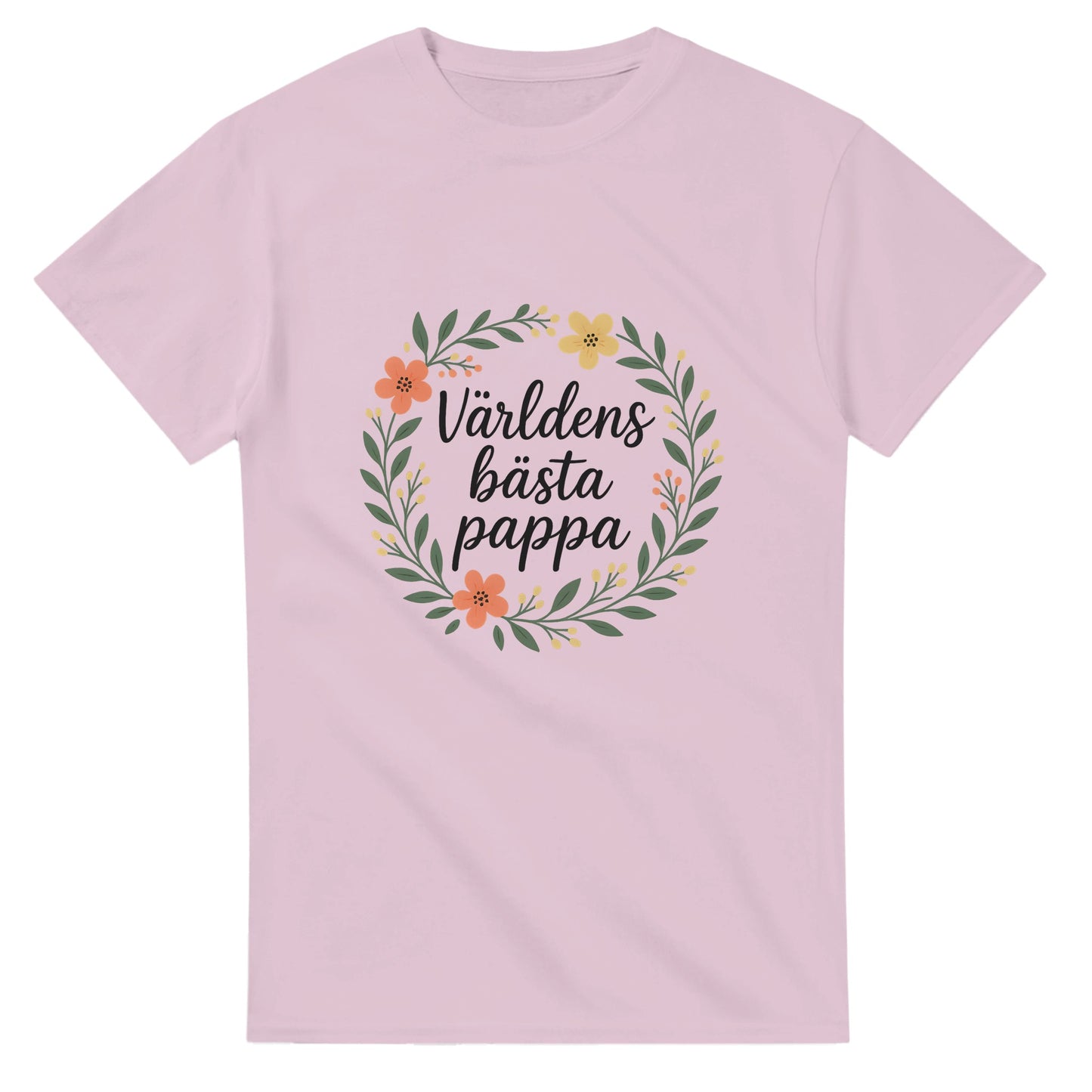 Blomkrans T-shirt för bästa pappan - stilren med handskriven text för en elegant look