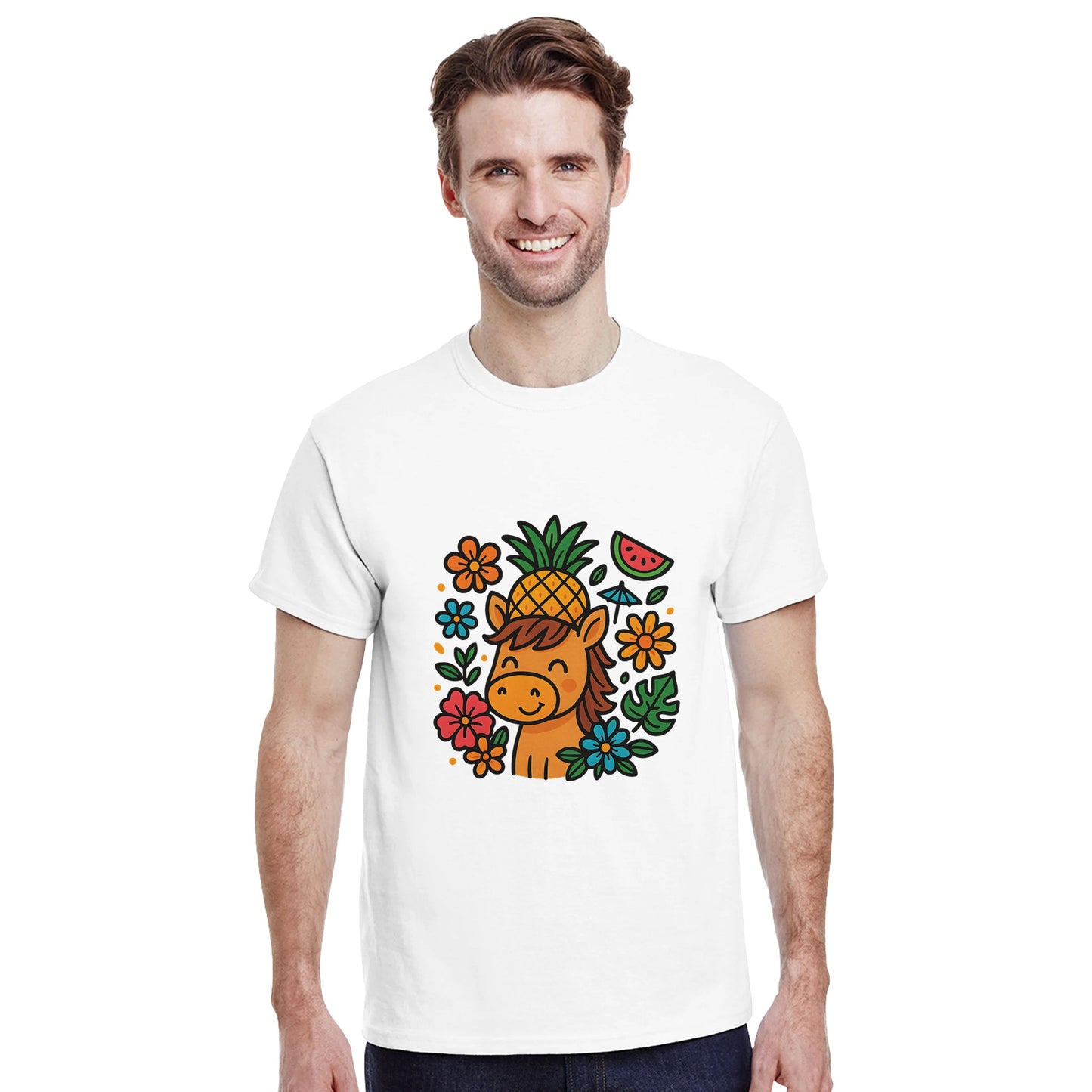 Pineapple Pony Party - Söt häst med ananas-hatt och blommor för tropisk fest!