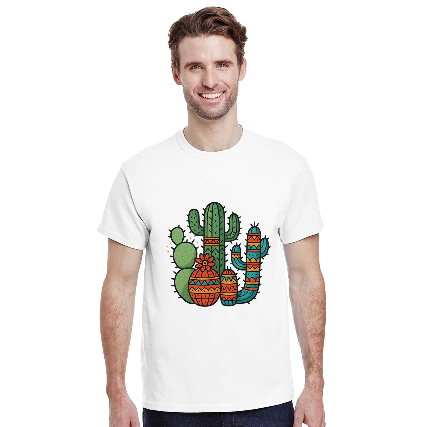 T-shirt med livliga kaktusar och traditionella mönster för att fira den mexikanska kulturen. Viva la Kaktus!