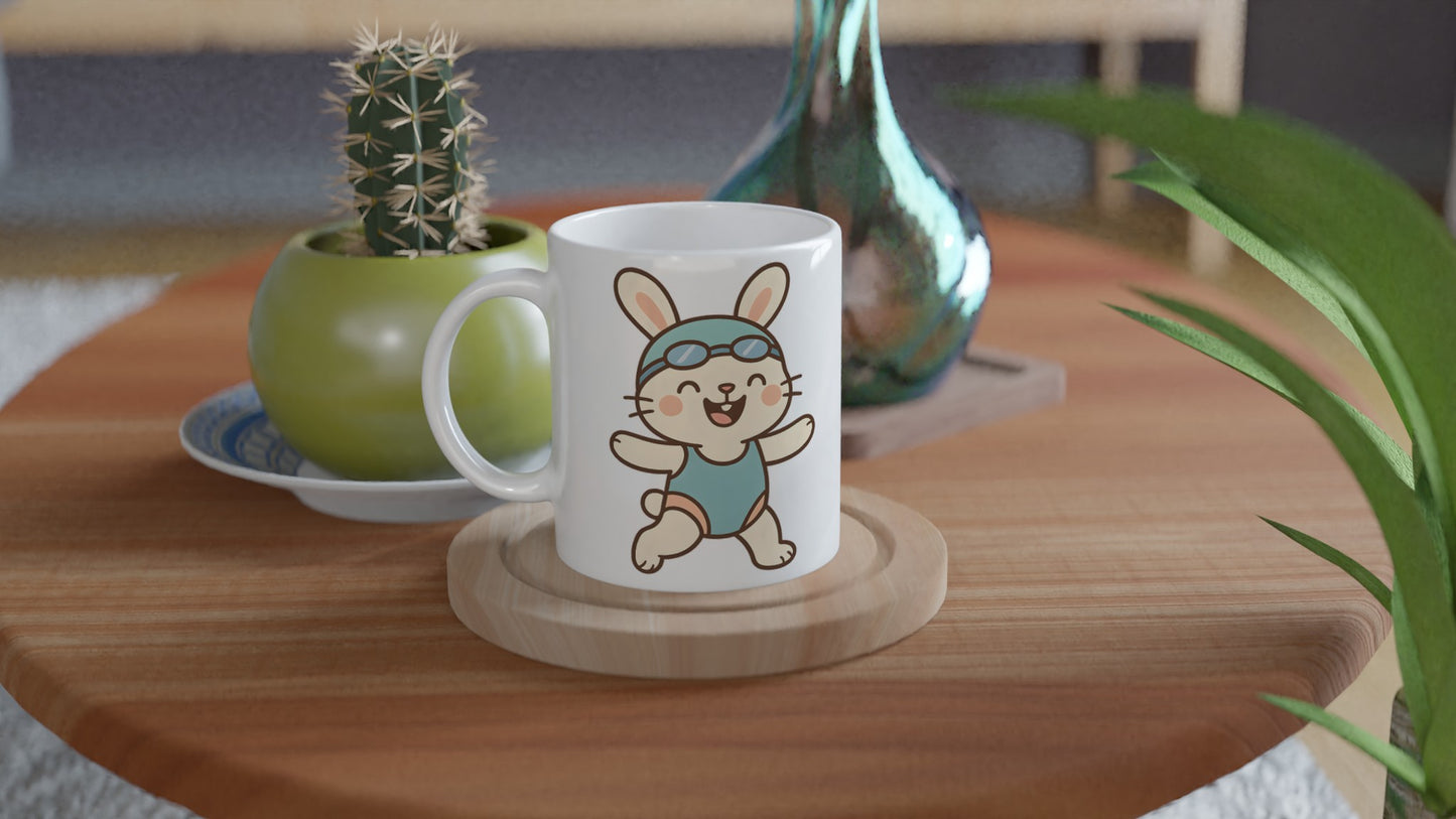 Hoppig Kanin Mugg - Glad kanin i baddräkt redo för poolen. Perfekt för simmare.