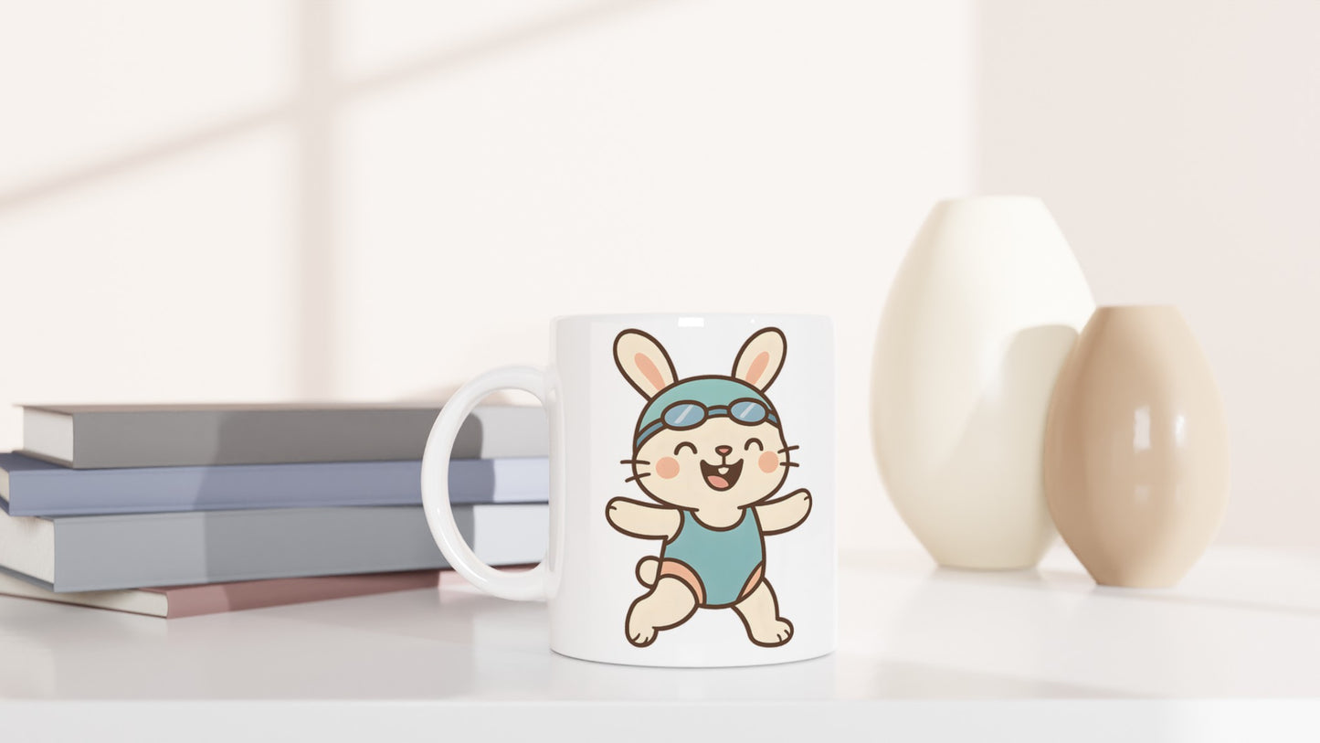 Hoppig Kanin Mugg - Glad kanin i baddräkt redo för poolen. Perfekt för simmare.