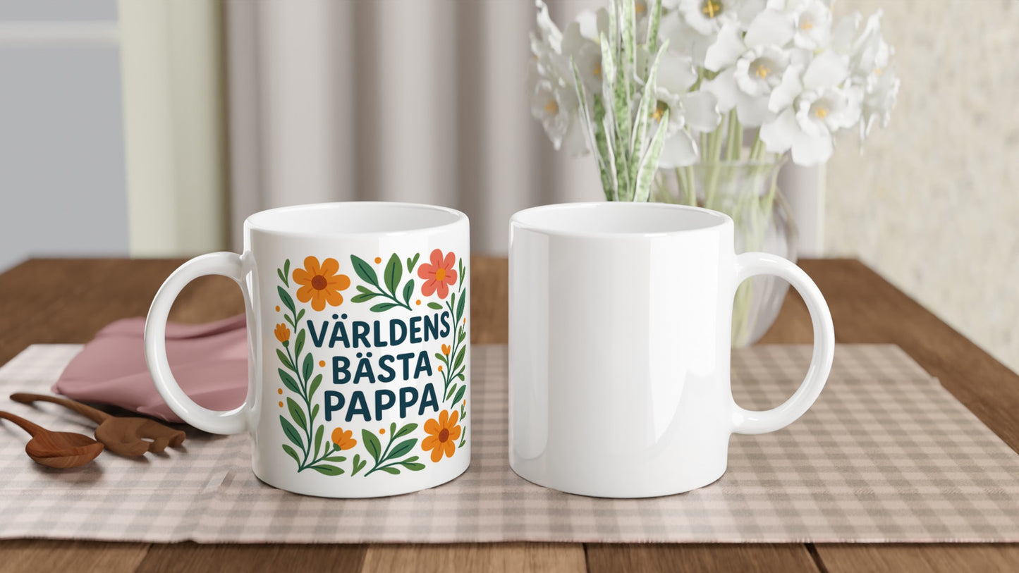 Elegant Pappa Mugg med mjuk känsla och blommiga element, perfekt present för världens bästa pappa.