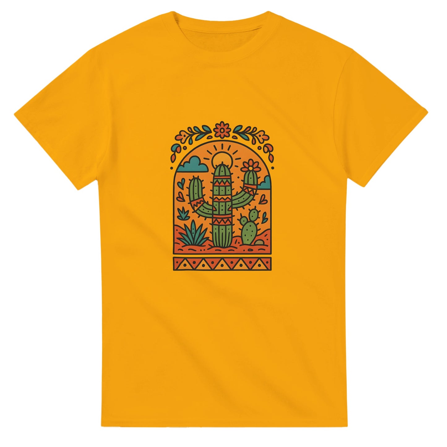 T-shirt med kaktusar och folkmotiv från Mexiko. Färgglad och livfull, perfekt för kaktusälskare.