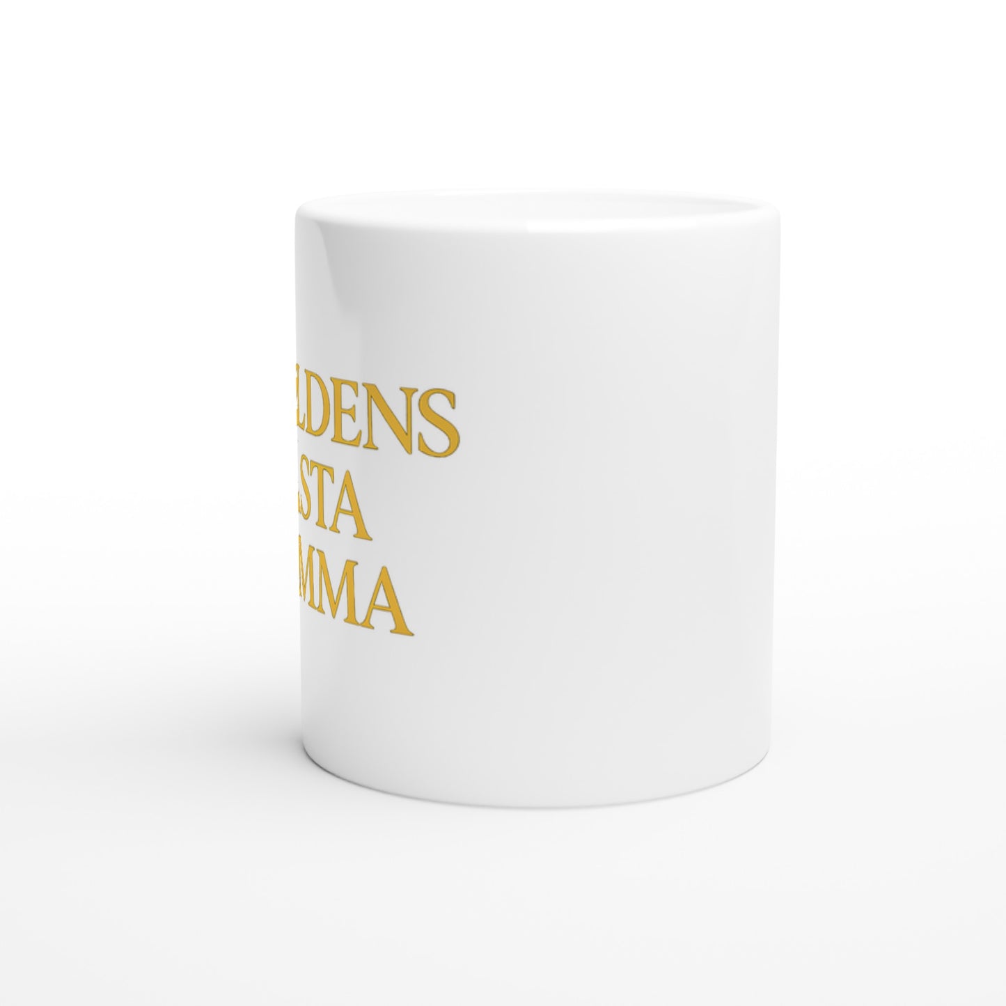 Mugg Guldglimt till Mamma - Lyxig mugg med 'Världens bästa mamma' i modern serif-font och skimrande guldgul färg.