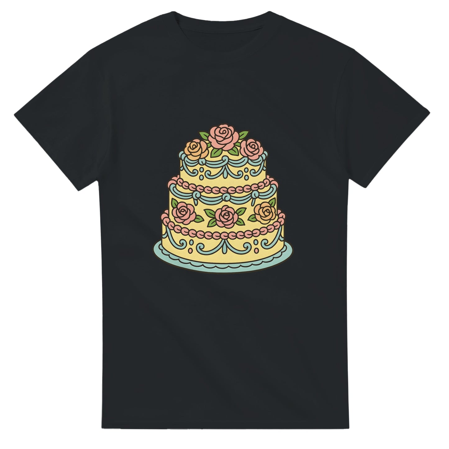 Pastellfestival på Fatet t-shirt - Färgglad retro tårta med pastellfärgade rosor och dekorationer. En riktig ögonfångare!