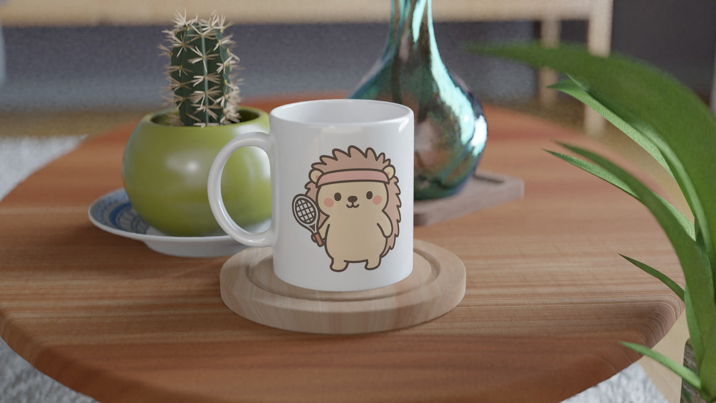 Mugg med igelkott i tenniskläder. Perfekt present för djurvänner!