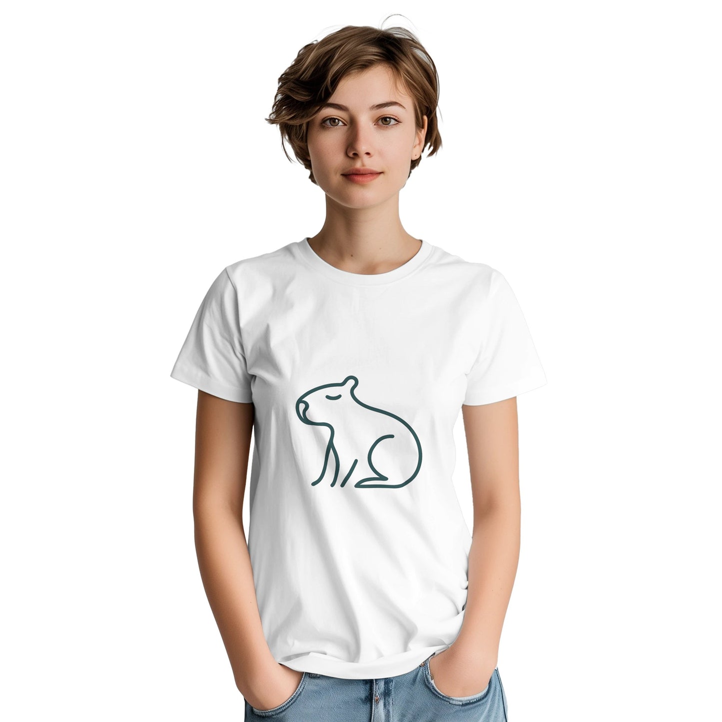 Stilren linjeteckning av en lugn capybara, perfekt för minimalistisk design. Enkel och elegant.