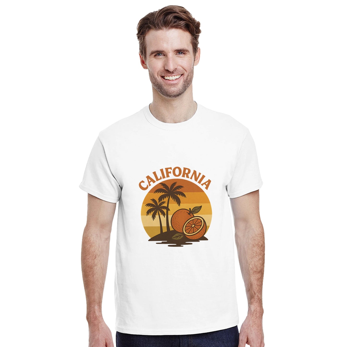 Vintage design med palmer och citrus i solnedgångens ljus, fånga Kaliforniens charm med Citrus-och Palmecharme.