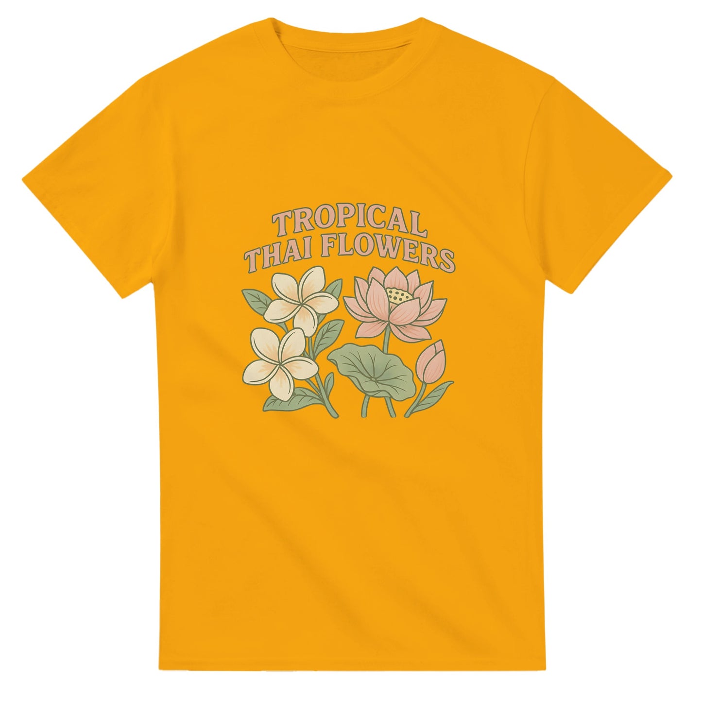 Thailändsk blomsterdröm i milda toner. Perfekt för naturälskare. T-shirt med vacker design.