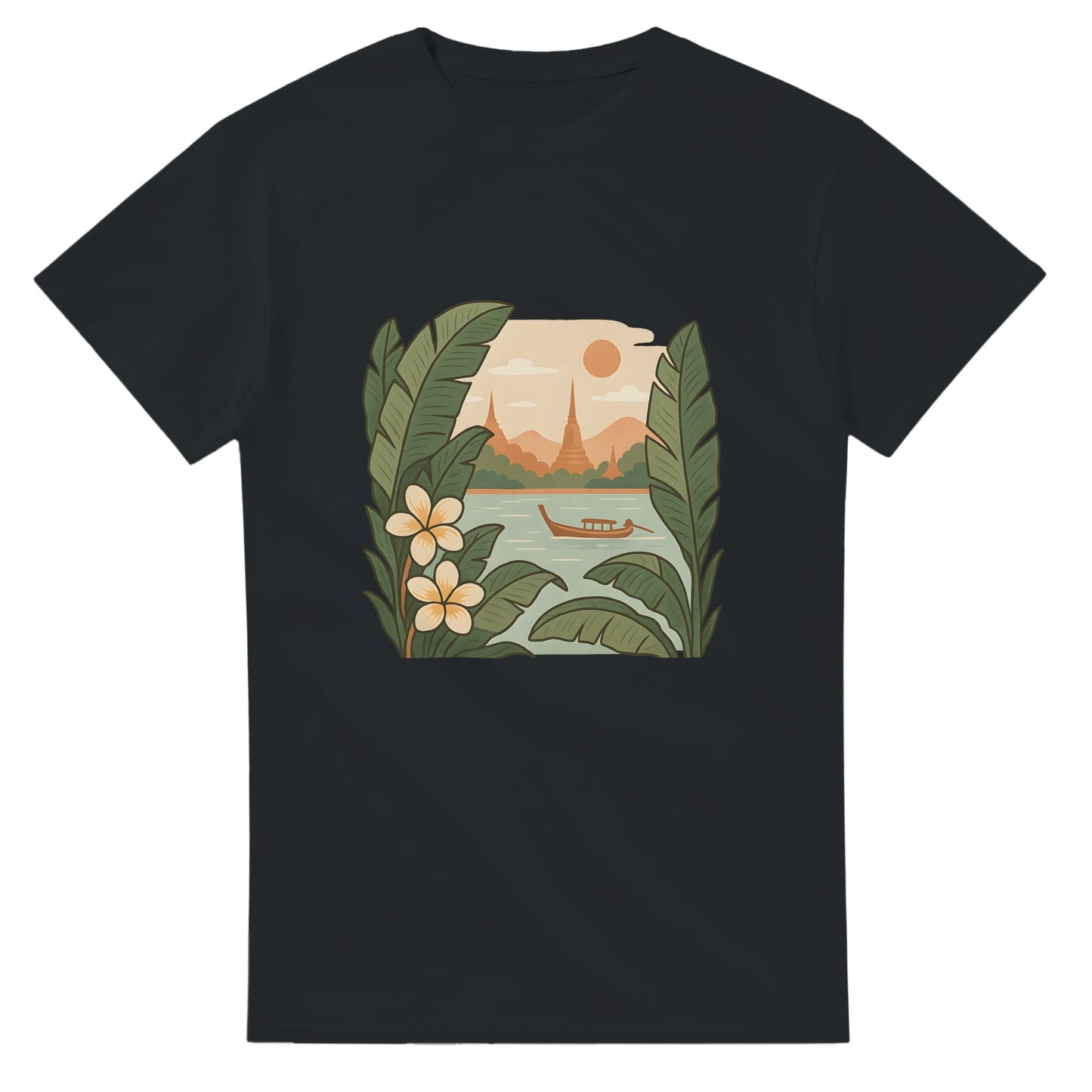 T-shirt med tropiska växter i milda färger som hyllar Sydöstasiens skönhet.