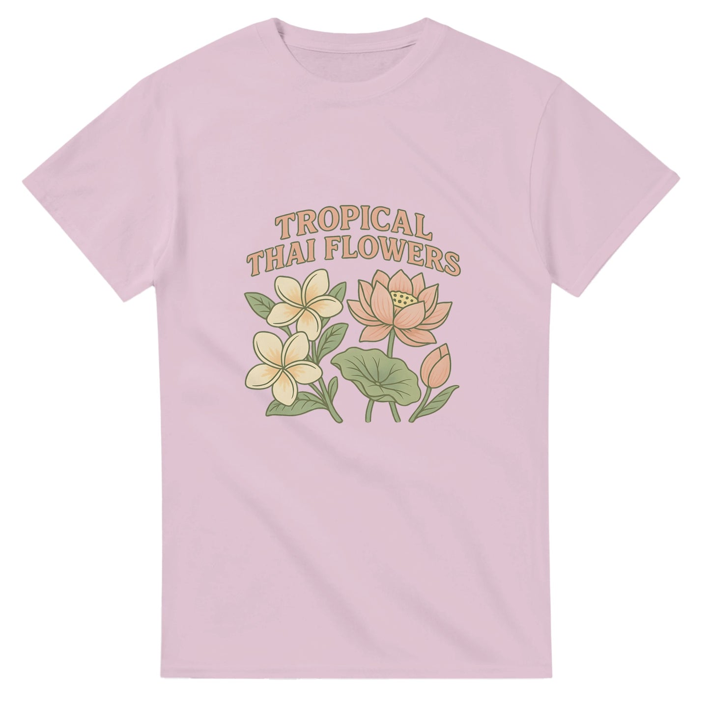 Thailändsk blomsterdröm i milda toner. Perfekt för naturälskare. T-shirt med vacker design.