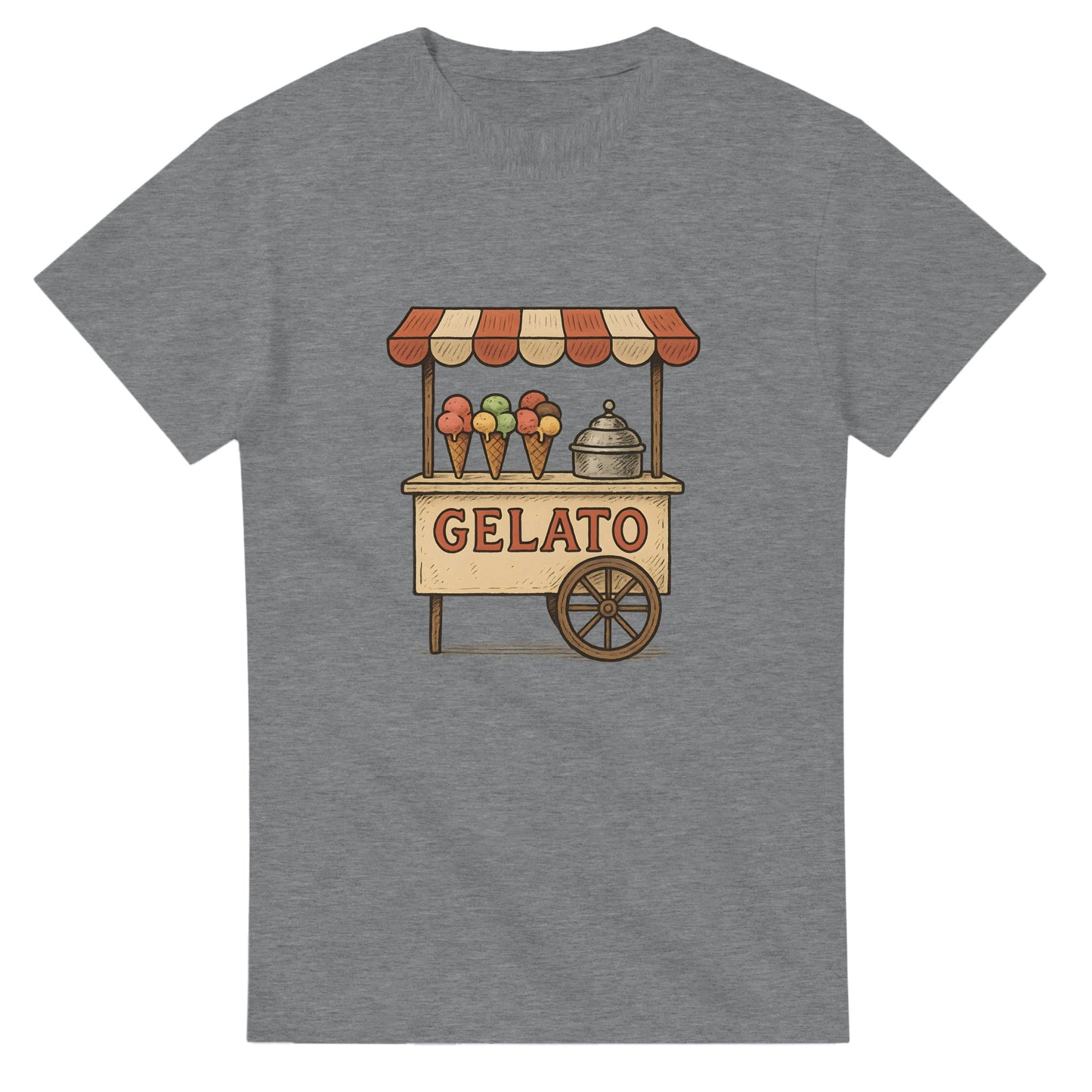 Svalkande vintage gelato-illustration på italiensk charmig t-shirt. Perfekt för sommardagar!