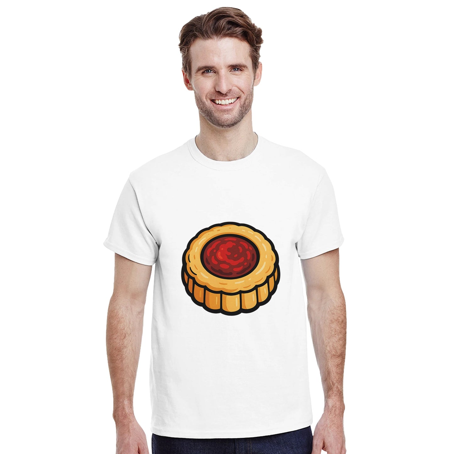 T-shirt med charmig hallongrotta, perfekt för fikastunder. Visa din kärlek för hallongrottor med denna harmoniska design.