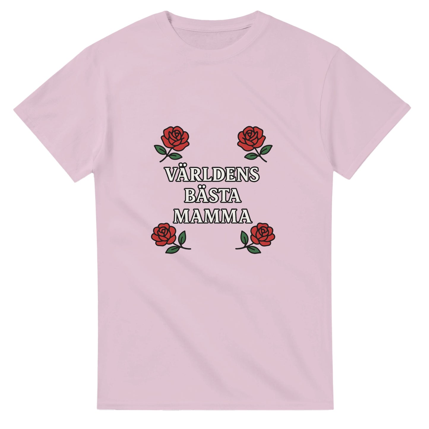 Mamma T-shirt med kärleksfull design av rosor och texten 'Världens bästa mamma'. Elegant och bärbar stil.